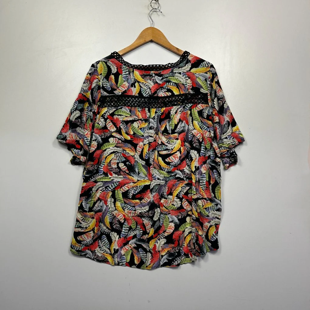 Missy Q Multicolour Tropical Print Top - Size 14 - Image 5