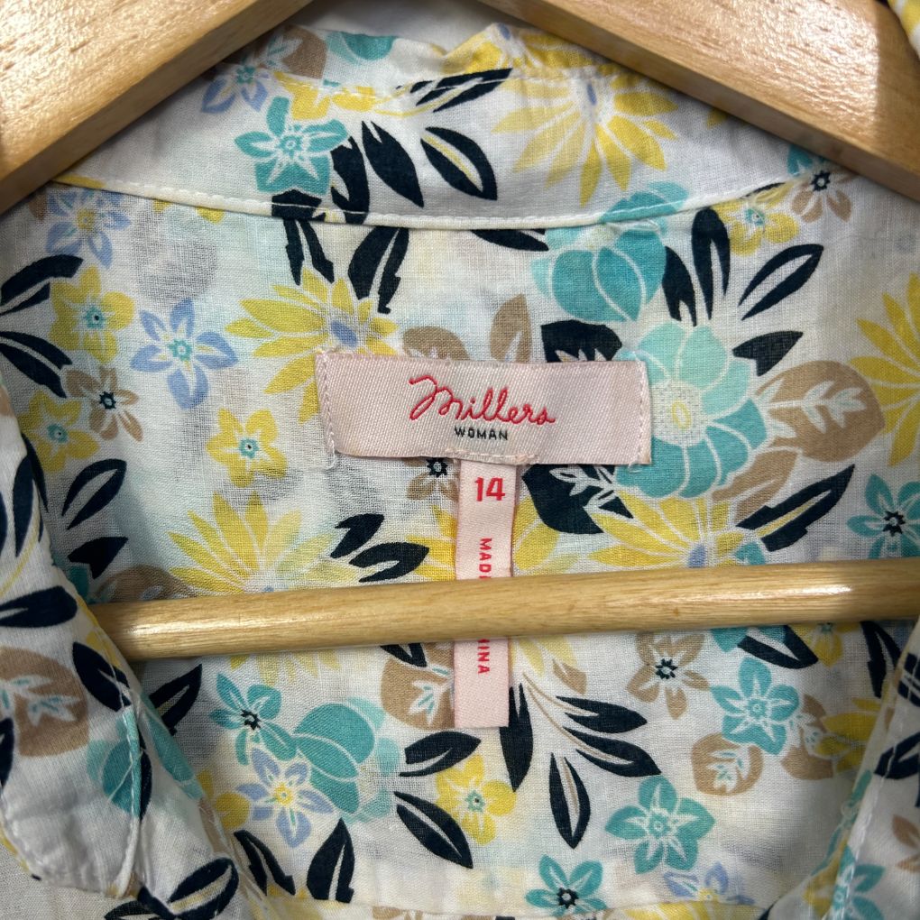 Millers Multicoloured Cotton Floral Shirt - Size 14 - Image 4