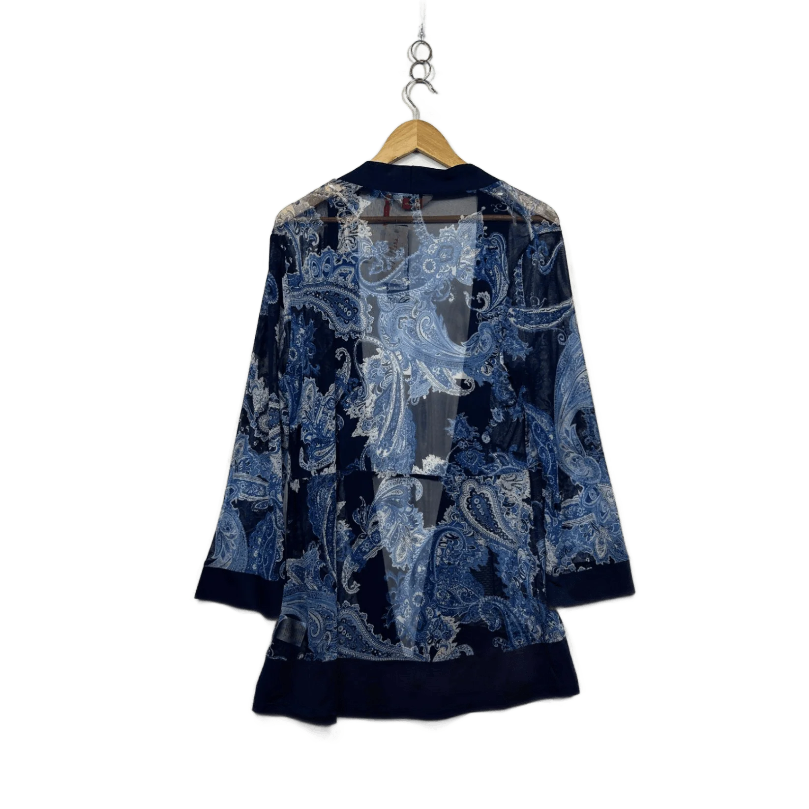 Millers Navy Blue Long Sleeve Open Front Paisley Print Kimono Jacket Size 16 - Image 2