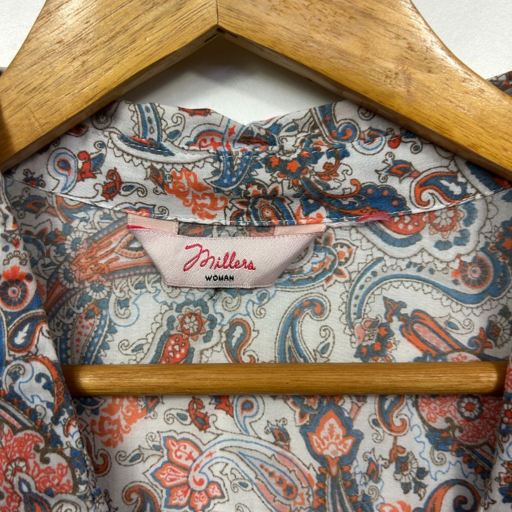 Millers Paisley Button Up Cotton Shirt - Size 16 - Image 2