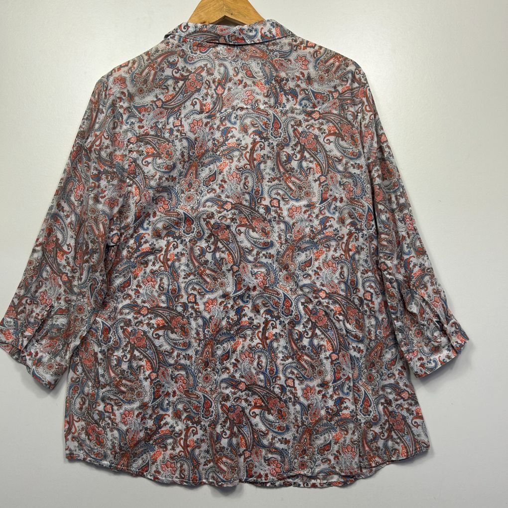 Millers Paisley Button Up Cotton Shirt - Size 16 - Image 4