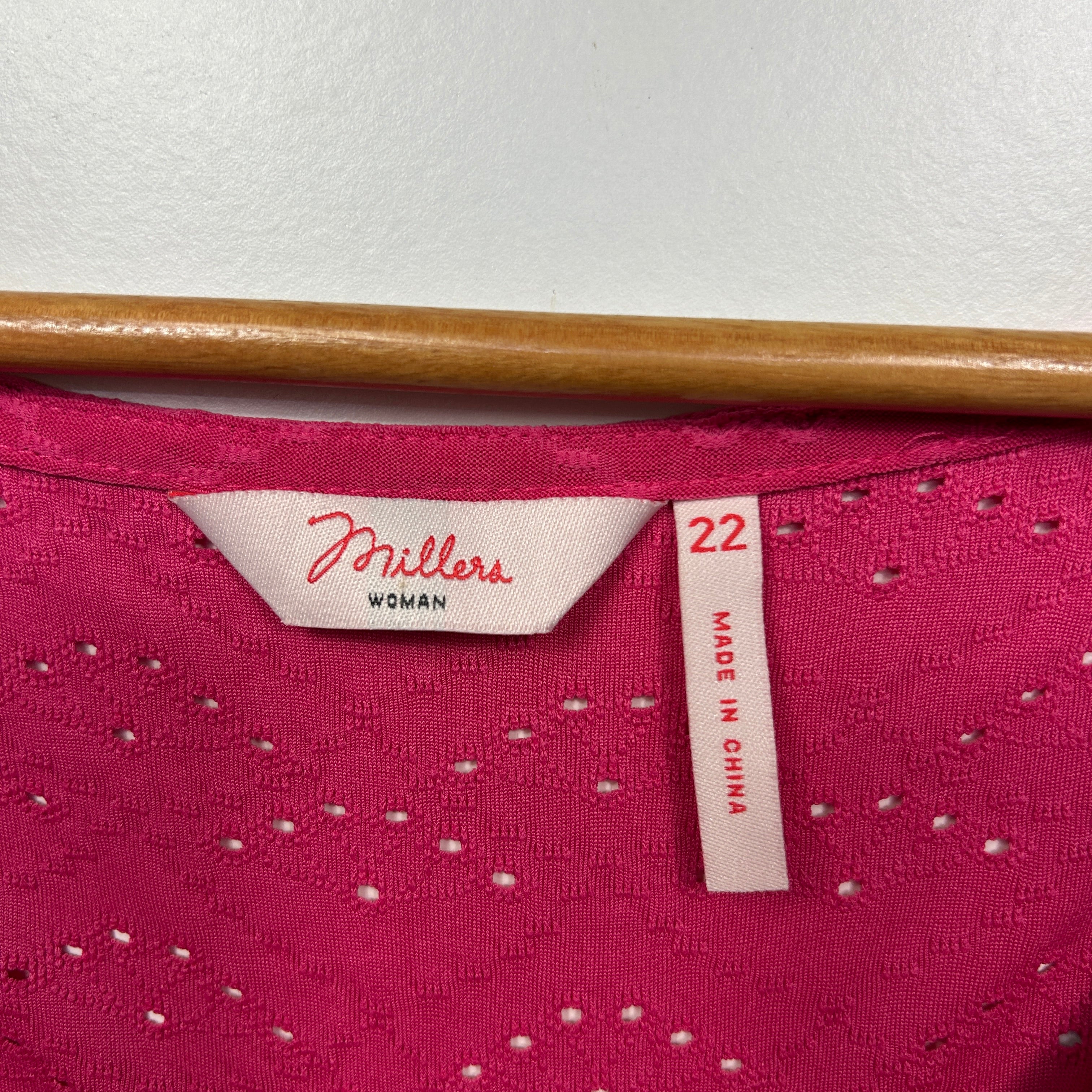Millers Pink Broderie Anglaise Top - Size 22 - Image 2
