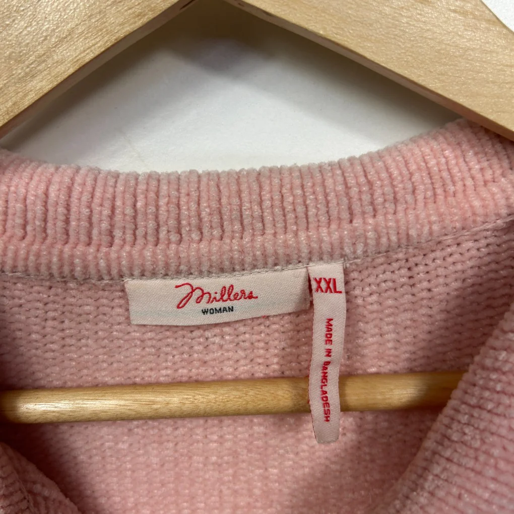 Millers Pink Cable Knit Zip Cardigan - Size XXL - Image 2