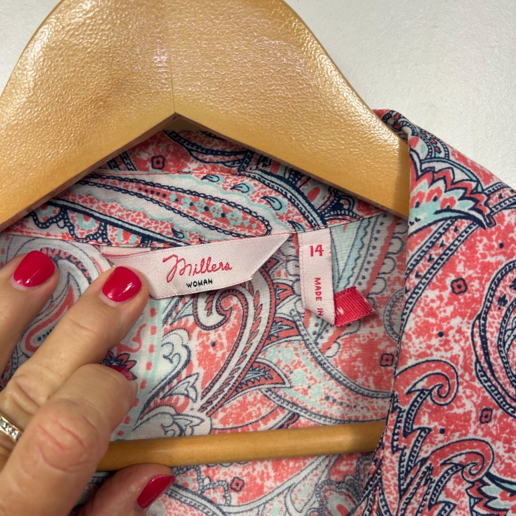 Millers Pink Cotton Paisley Shirt - Size 14 - Image 4