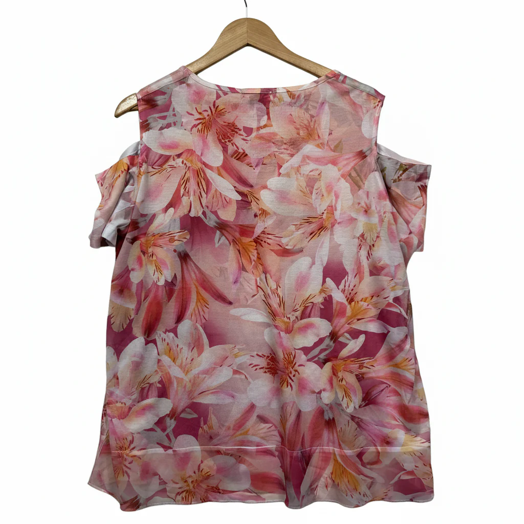Millers Pink Floral Cold Shoulder Top - Size 20 - Image 2