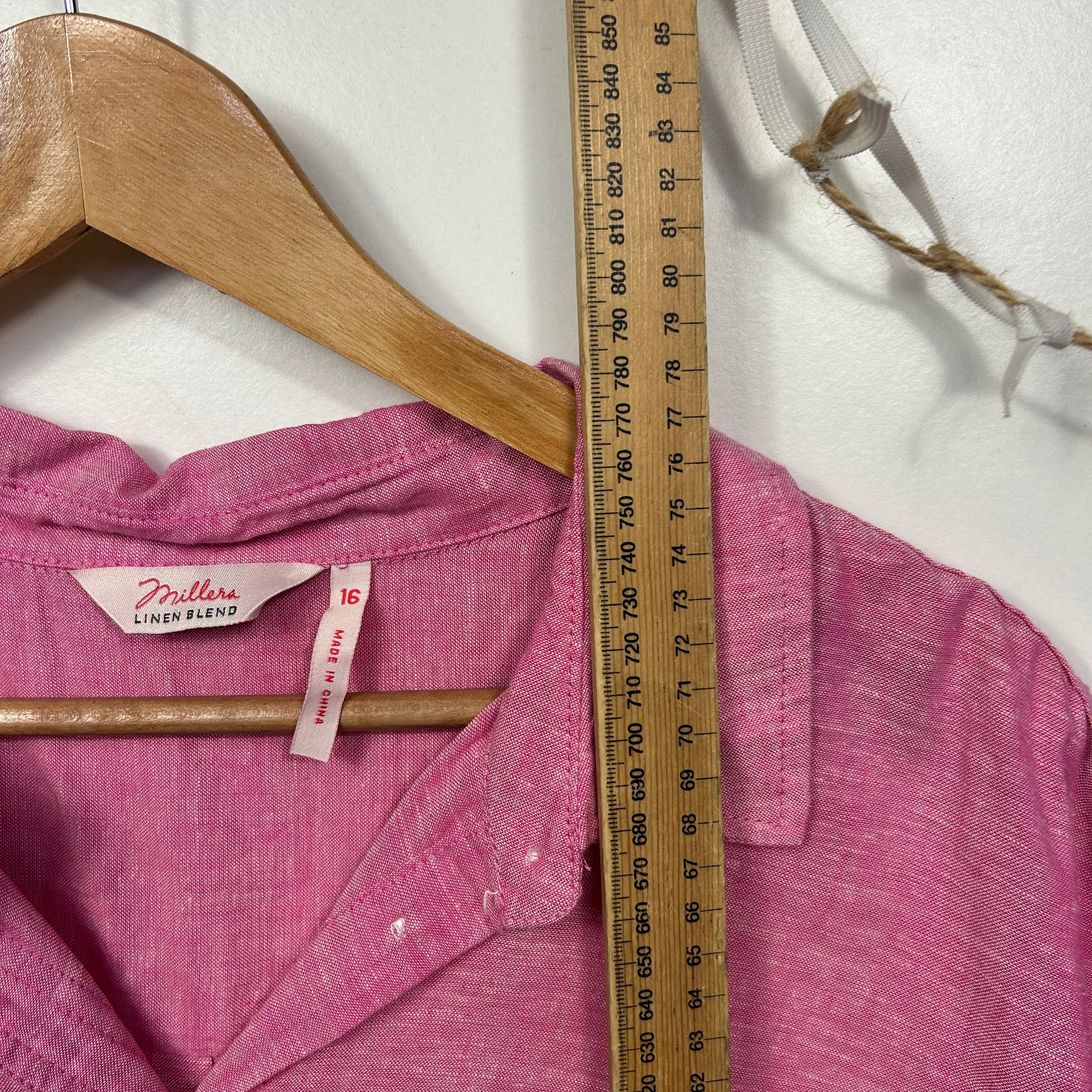 Millers Pink Linen Blend Button Shirt - Size 16 - Image 5