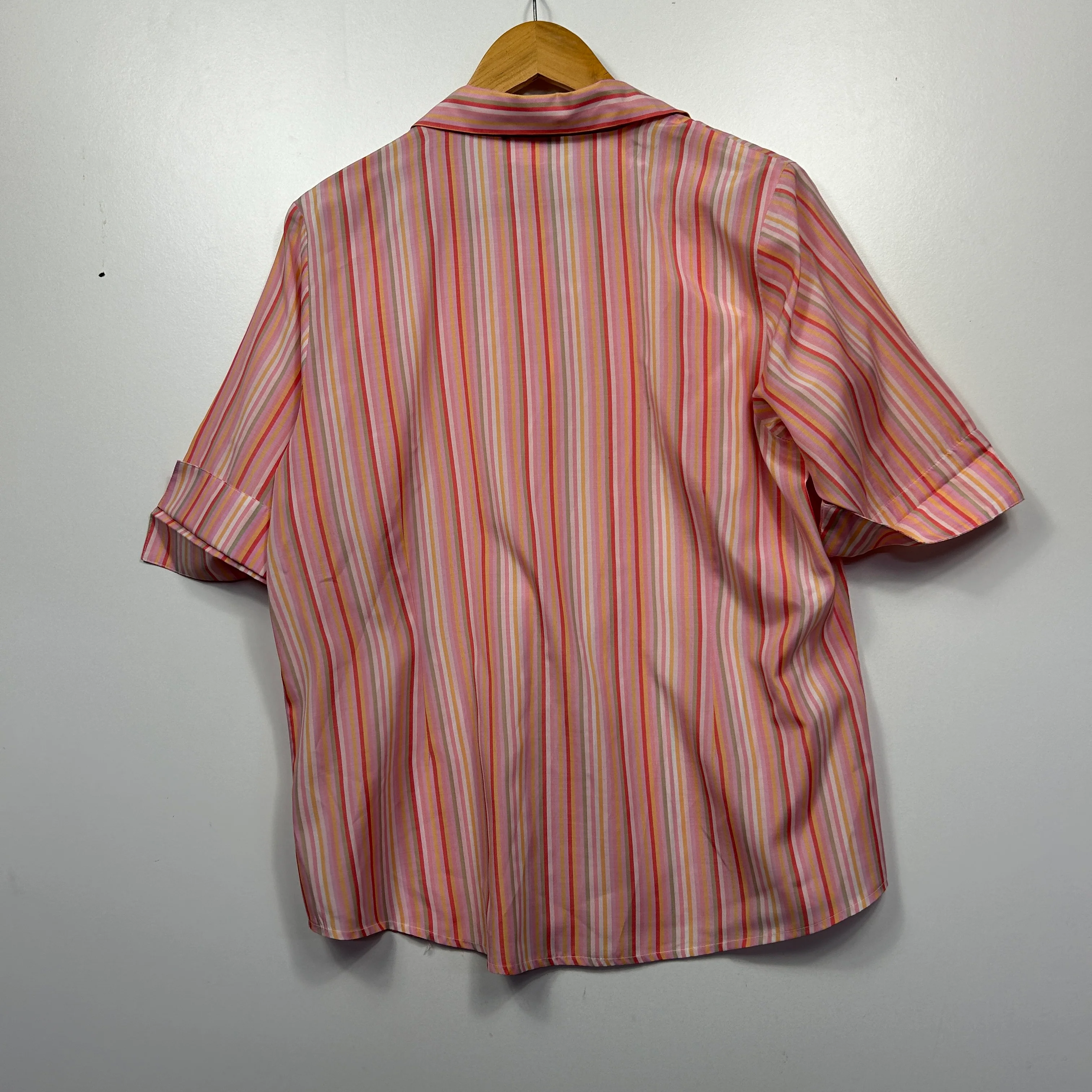 Vintage Millers Pink Multicolour Striped Shirt - Size 14 - Image 2
