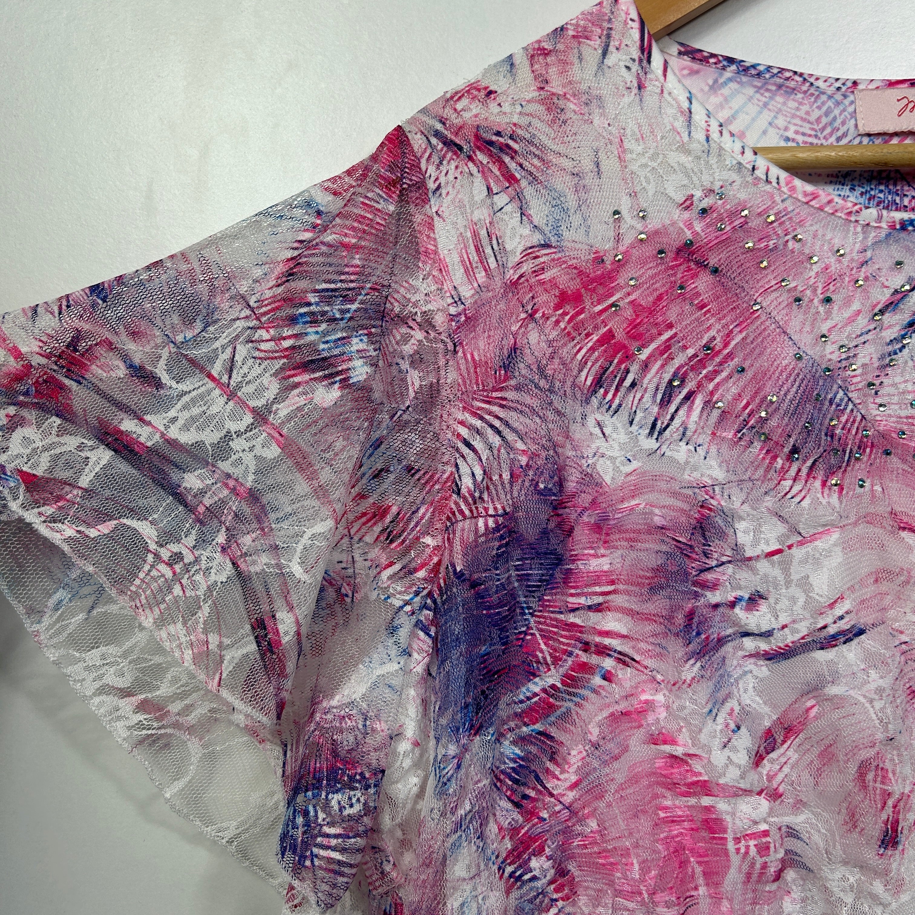 Millers Pink Purple Abstract Print Layered Top - Size 16 - Image 2