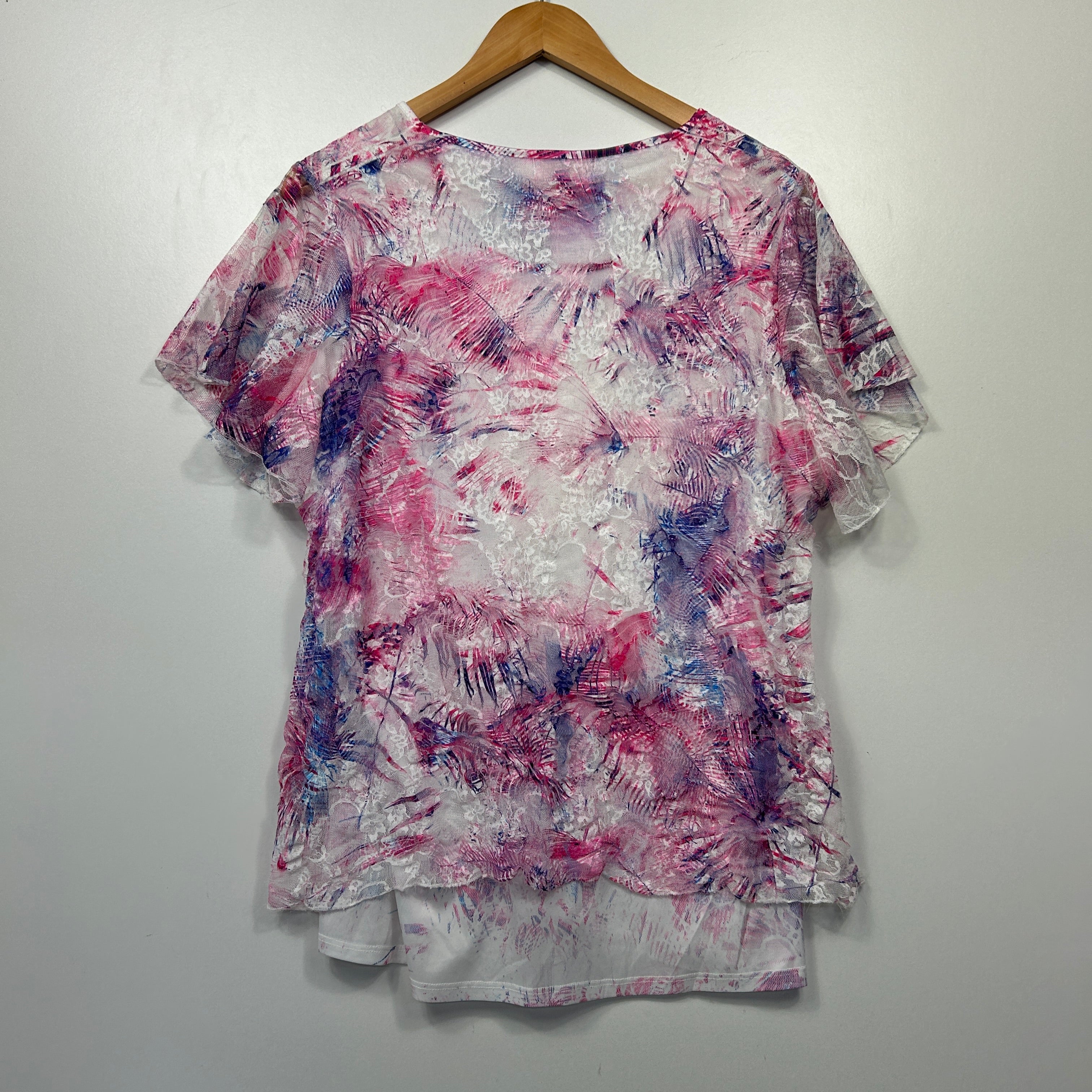 Millers Pink Purple Abstract Print Layered Top - Size 16 - Image 5