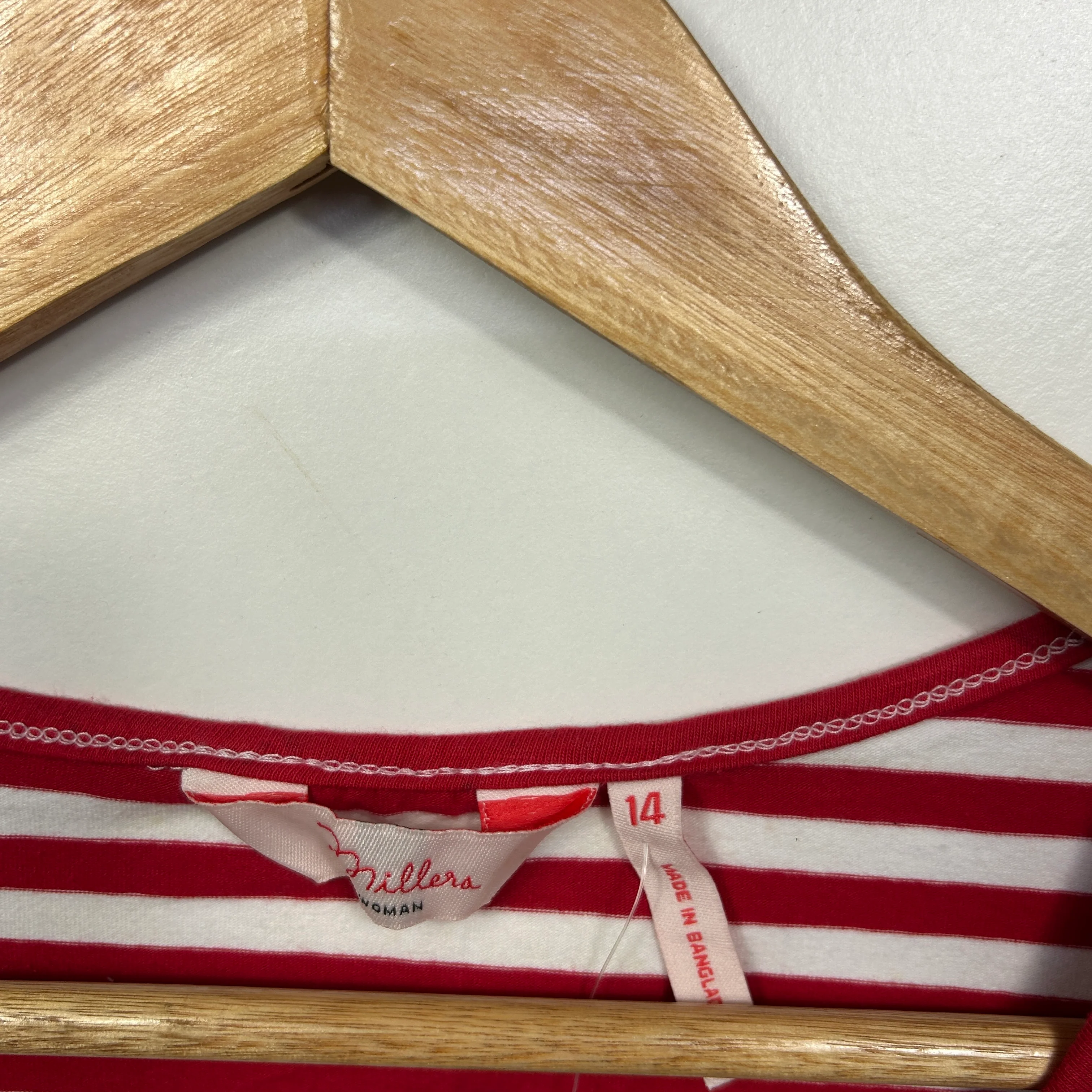 Millers Red and White Stripe Ruched Neck Top - Size 14 - Image 3
