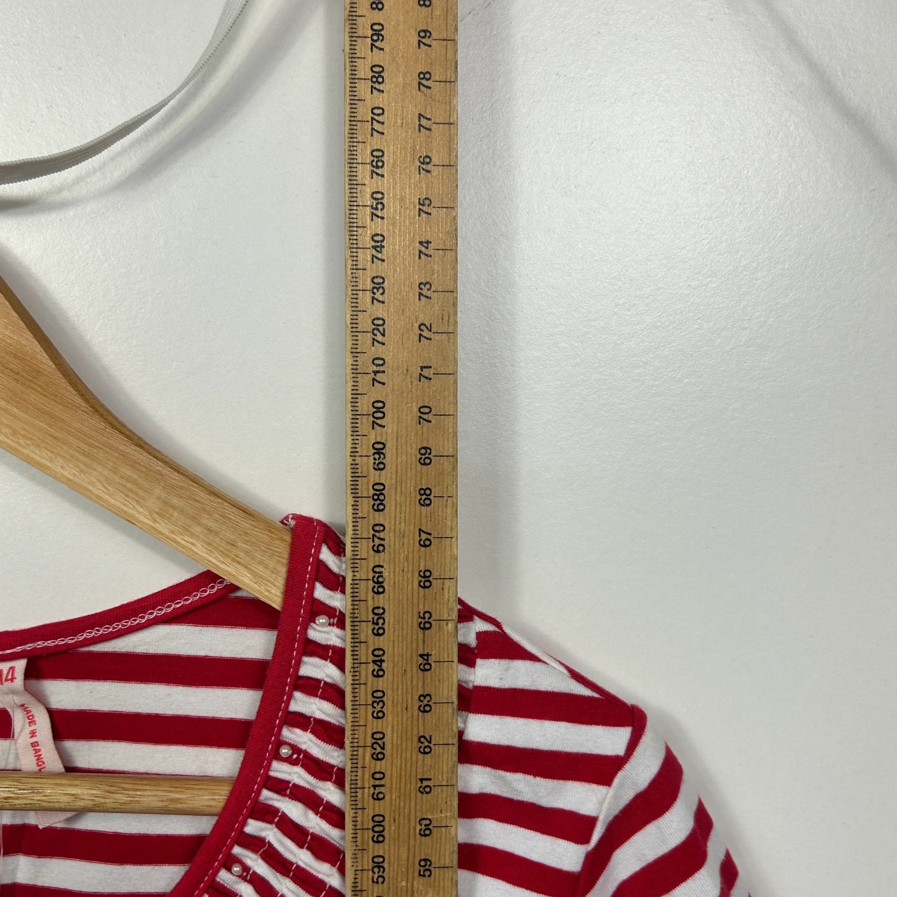 Millers Red and White Stripe Ruched Neck Top - Size 14 - Image 7
