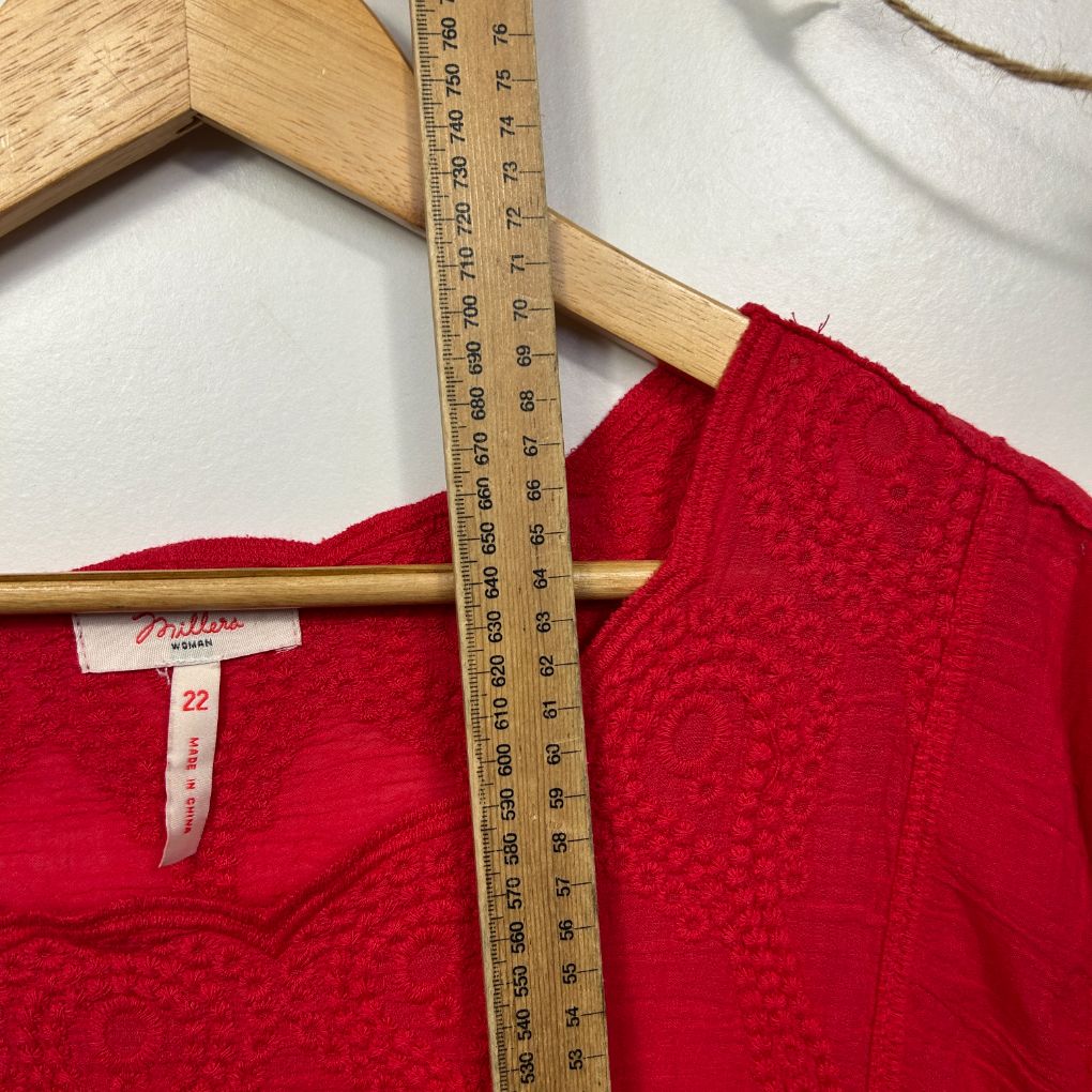 Millers Red Cotton Lace Bell Sleeve Top - Size 22 - Image 6