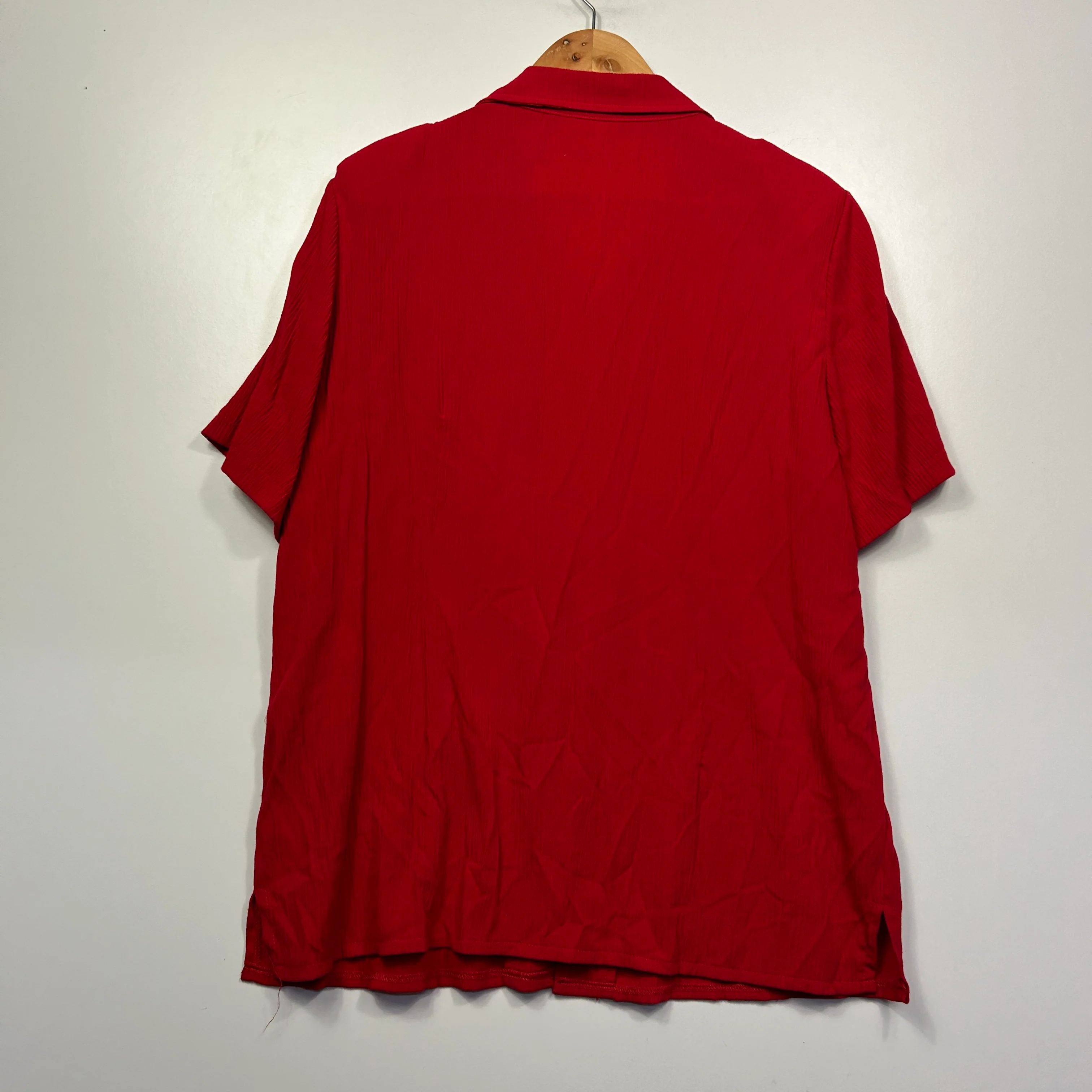 Millers Red Embroidered Button Up Short Sleeve Shirt - Size 16 - Image 5