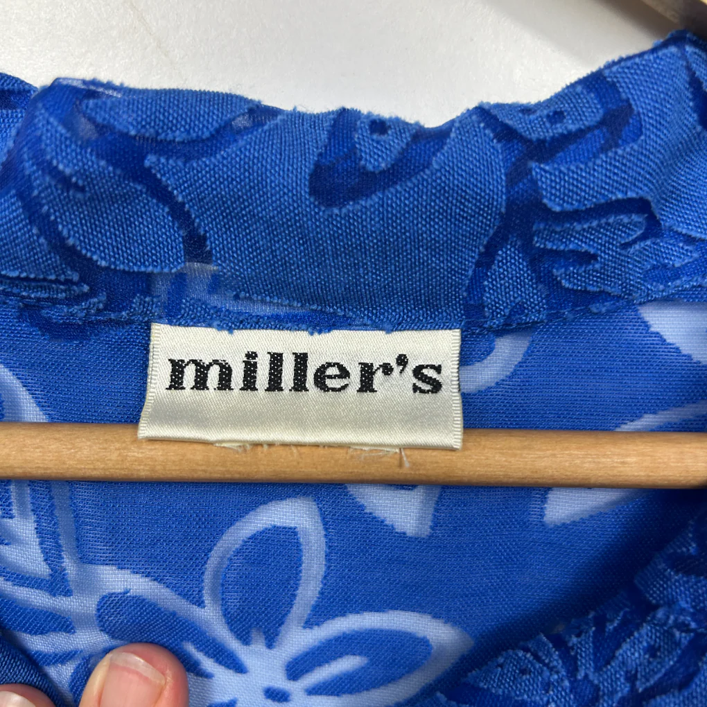 Millers Royal Blue Burnout Floral Sheer Shirt - Size 14/16 - Image 5