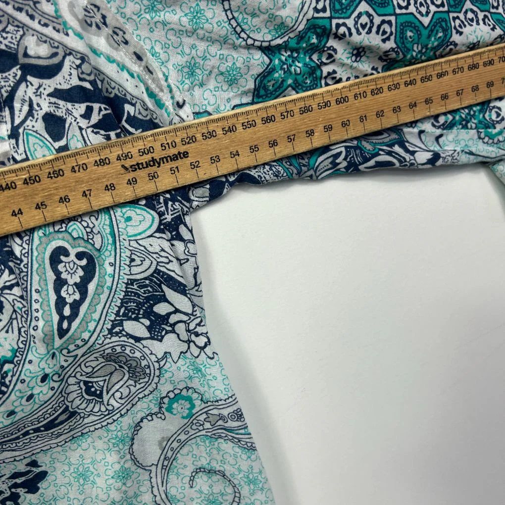 Millers Teal Cotton Paisley Shirt - Size 16 - Image 5