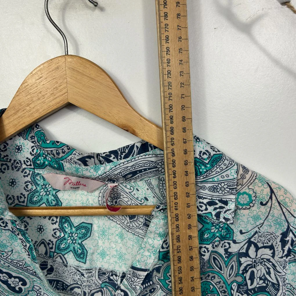 Millers Teal Cotton Paisley Shirt - Size 16 - Image 6