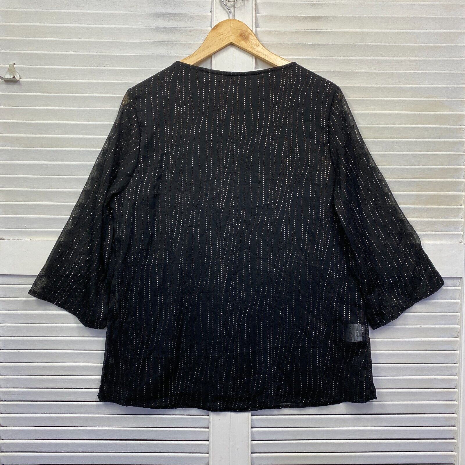 Millers Top Size 14 Black Gold Embellishments Sheer Sleeve Evening Cocktail - Image 5