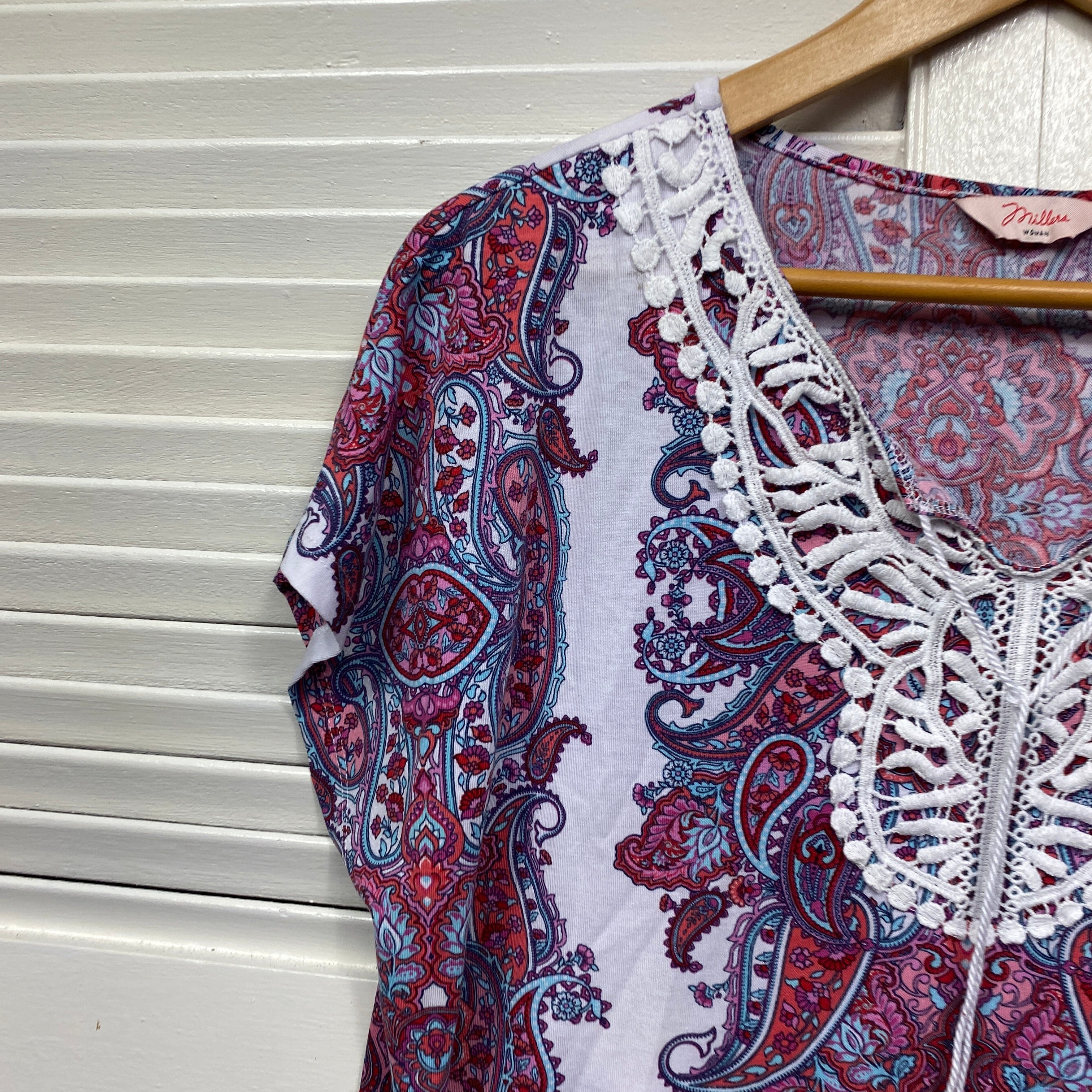 Millers Top Size 14 Short Sleeve Purple Crochet - Image 3