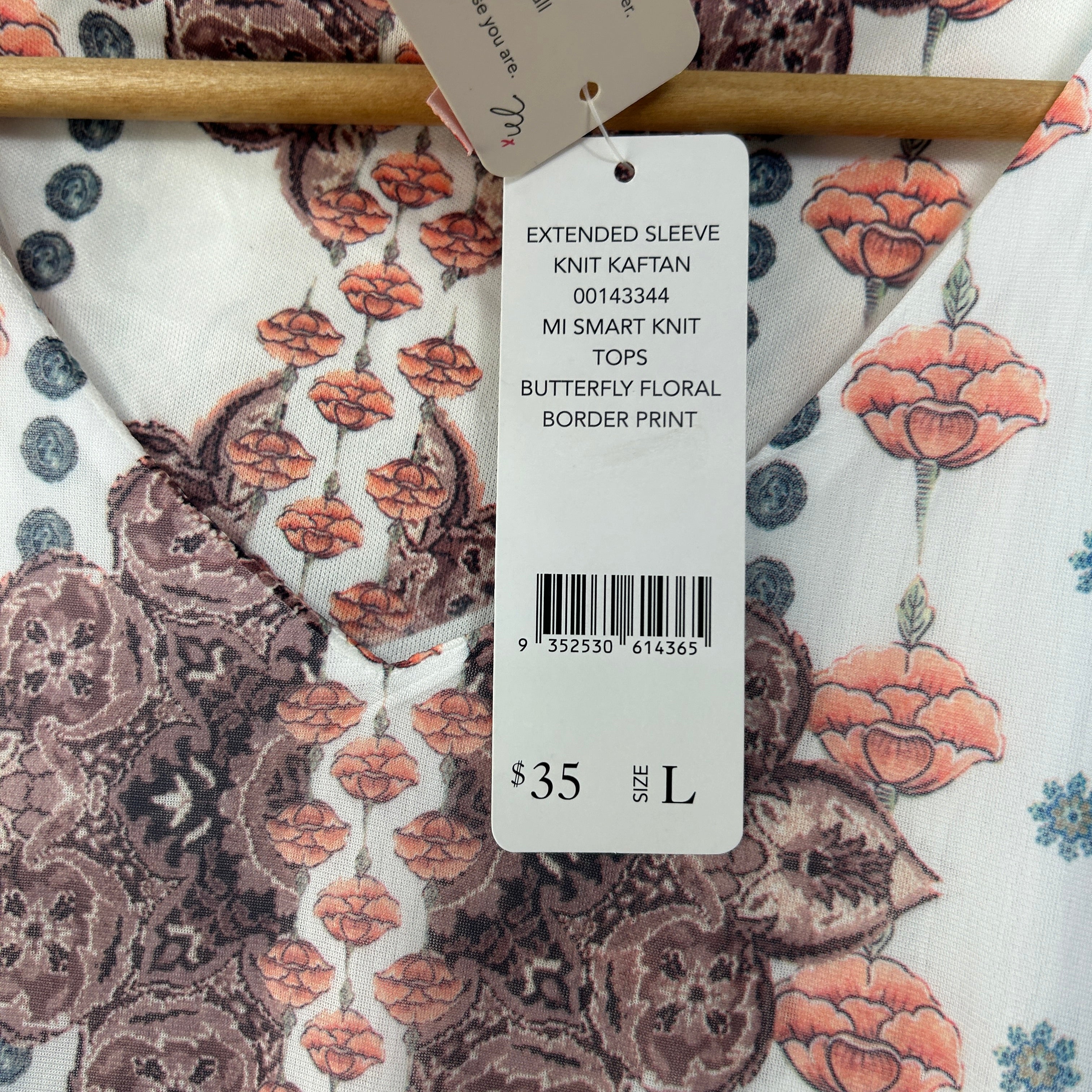 Millers White Pink Butterfly Floral Border Print Kaftan - Size L - Image 3
