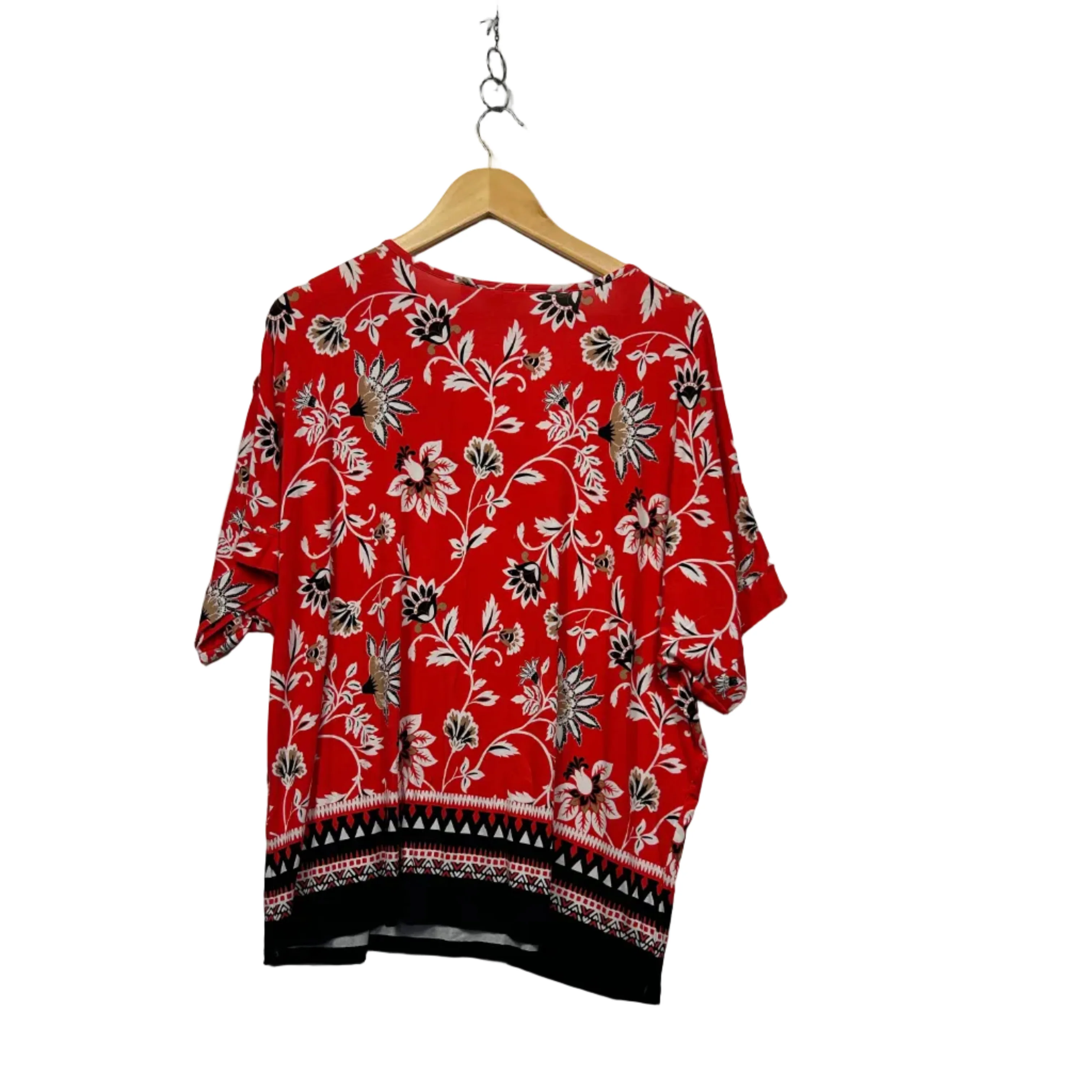 Millers Woman Red and Pink Floral Cold Shoulder Top - Size 16 - Image 2
