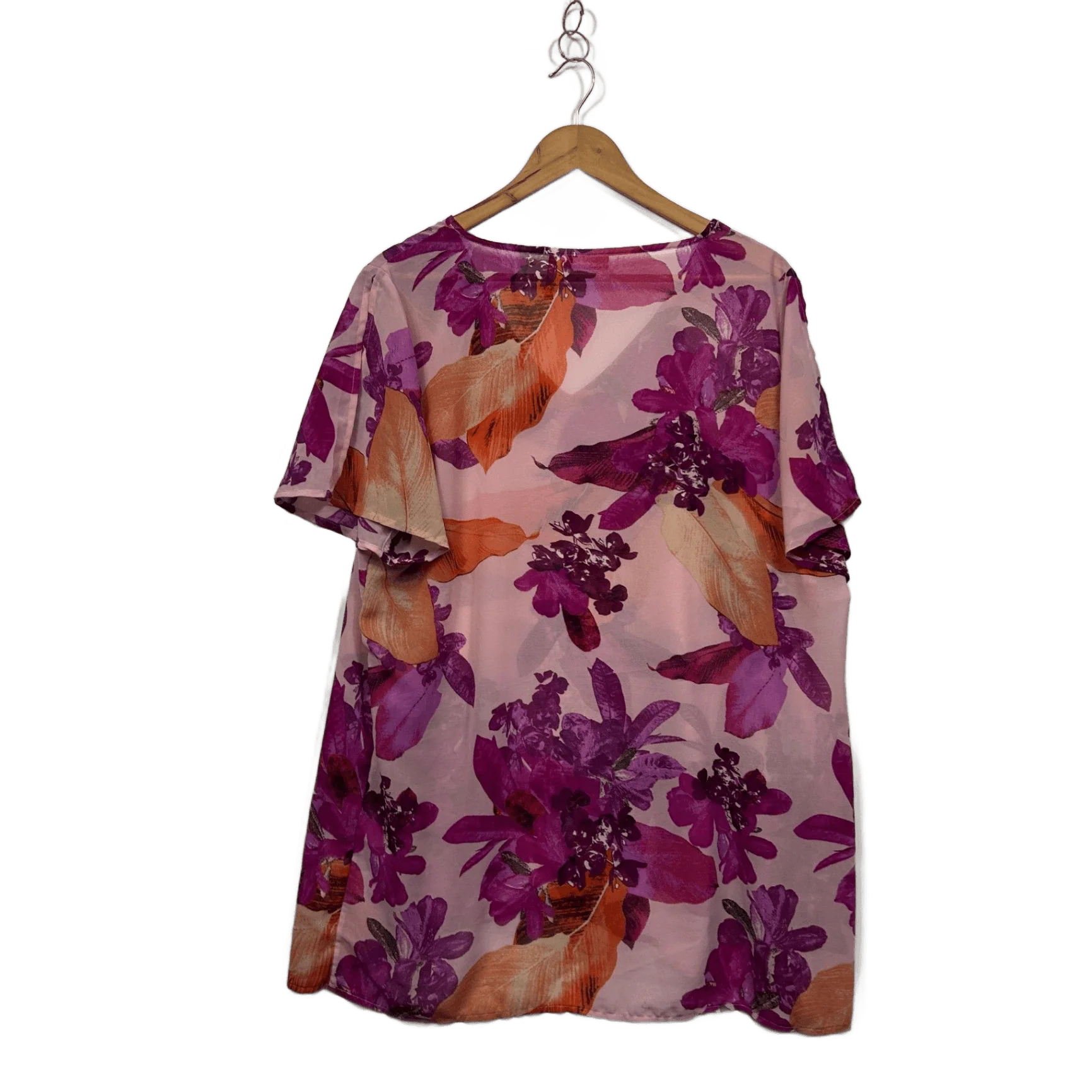 Millers Womens Pink Floral Short Sleeve V-neck Top Blouse Size 18 - Image 2