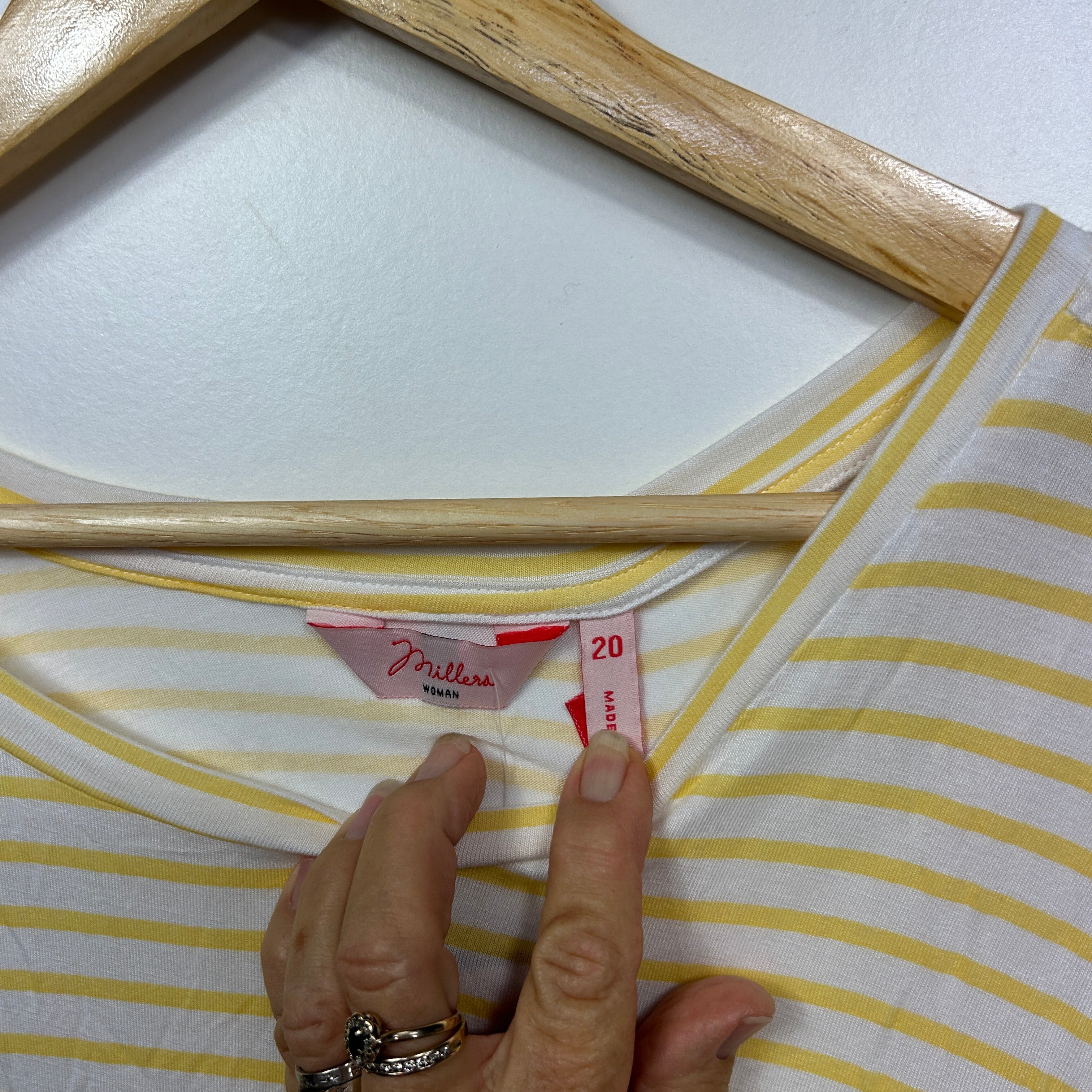 Millers Yellow White Striped Casual Top - Size 20 - Image 3