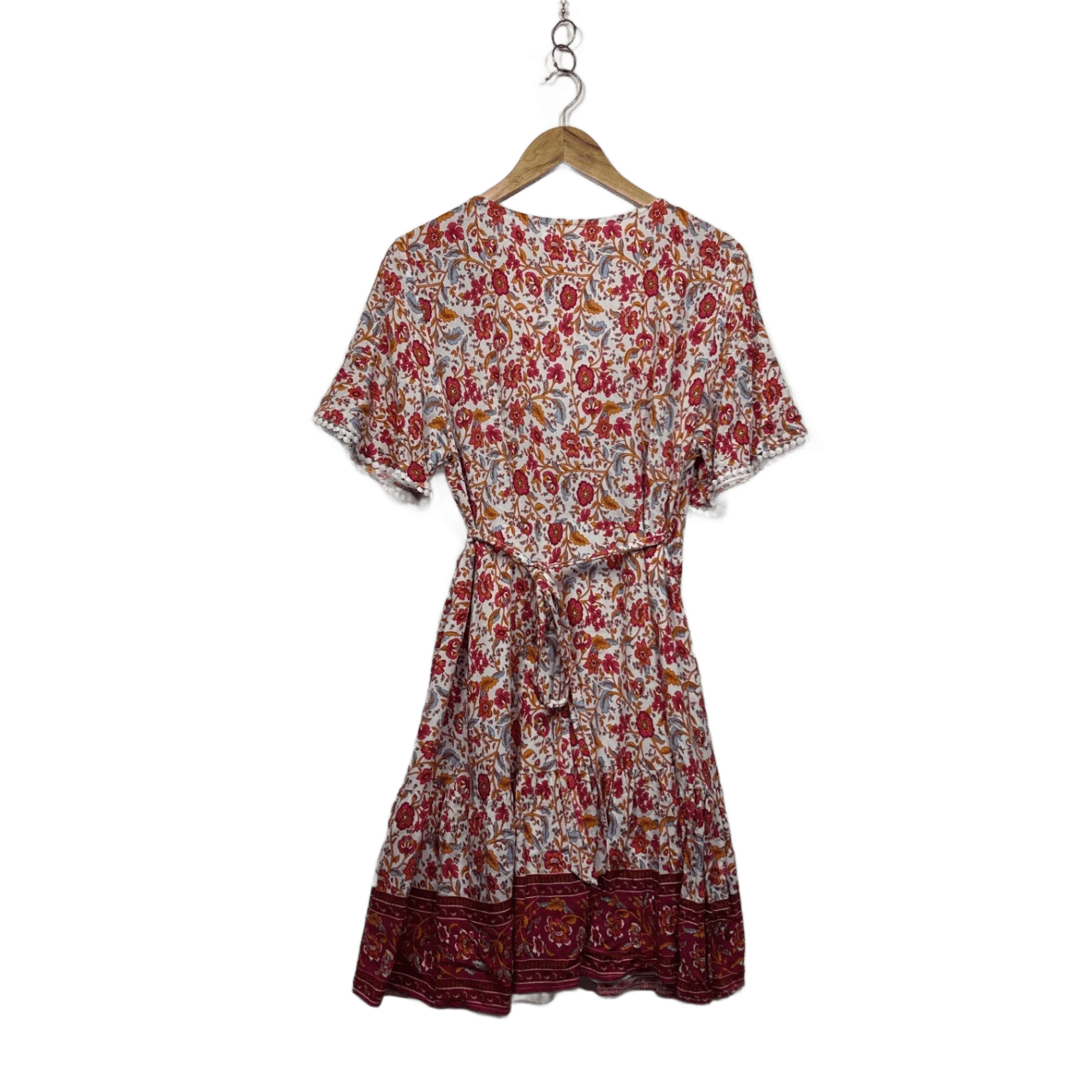 Miracle Multicoloured Floral Wrap Boho Dress Size 14 - Image 2