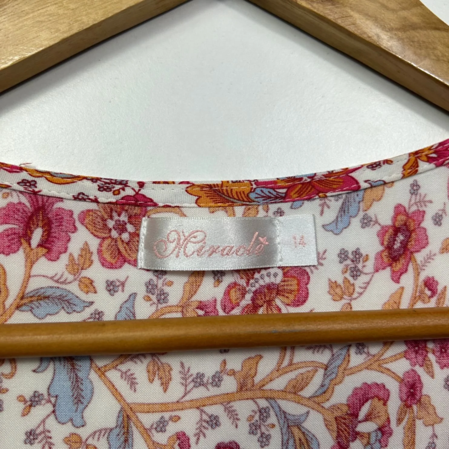 Miracle Multicoloured Floral Wrap Boho Dress Size 14 - Image 3