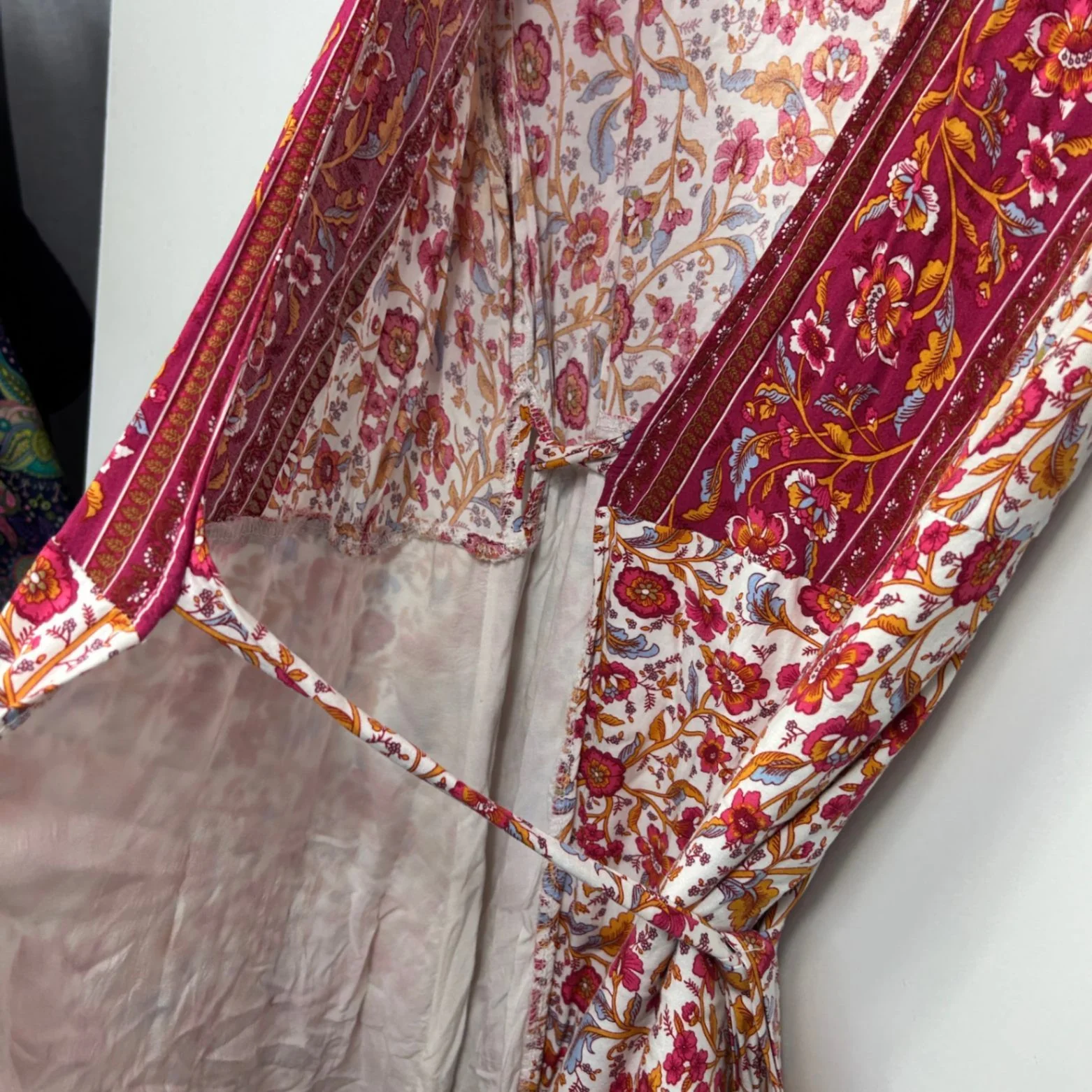 Miracle Multicoloured Floral Wrap Boho Dress Size 14 - Image 4
