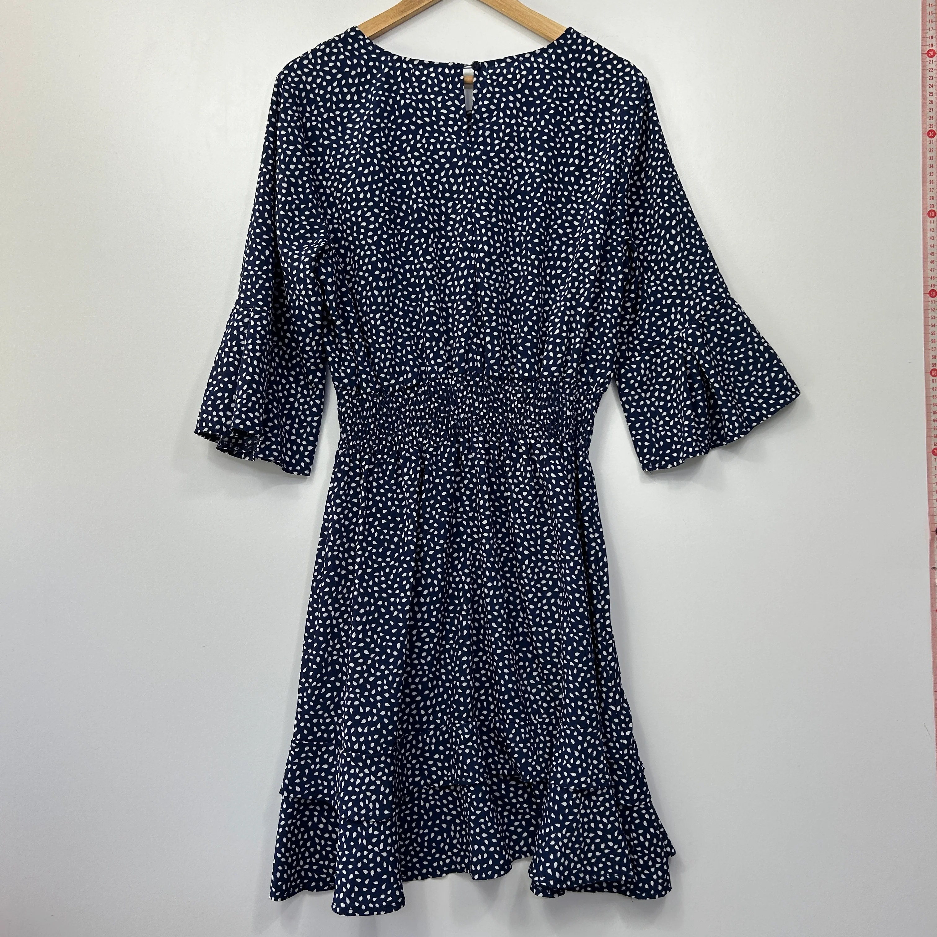Miracle Navy White Spotted Dress - Size 16 - Image 4