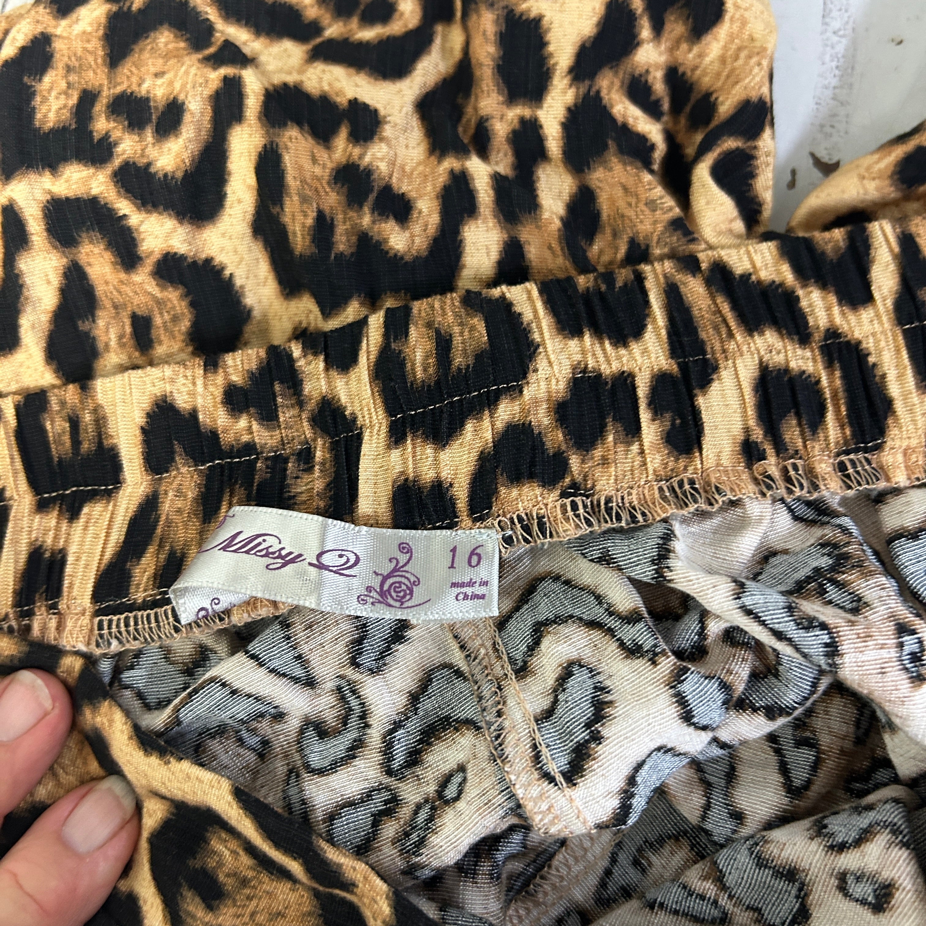 Missy Q Leopard Print Pants - Size 16 - Image 3
