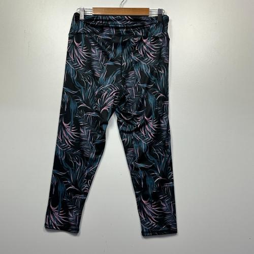 Mix Black Tropical Palm Print Cropped Leggings - Size XL - Image 3