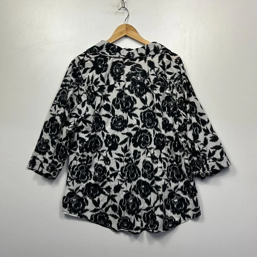 Moda Black Cotton Floral Print Shirt - Size 20 - Image 2