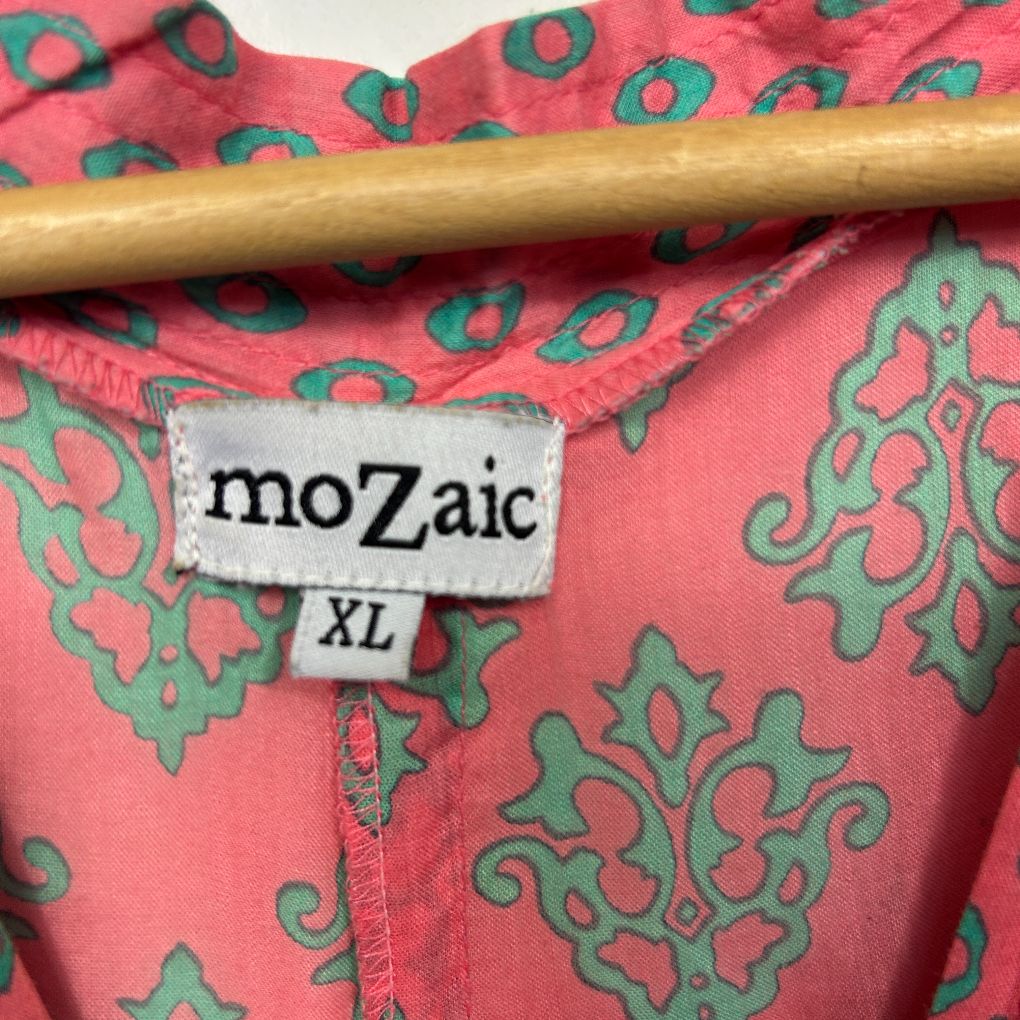Mozaic Pink Geometric Cotton Maxi Dress - Size XL - Image 2