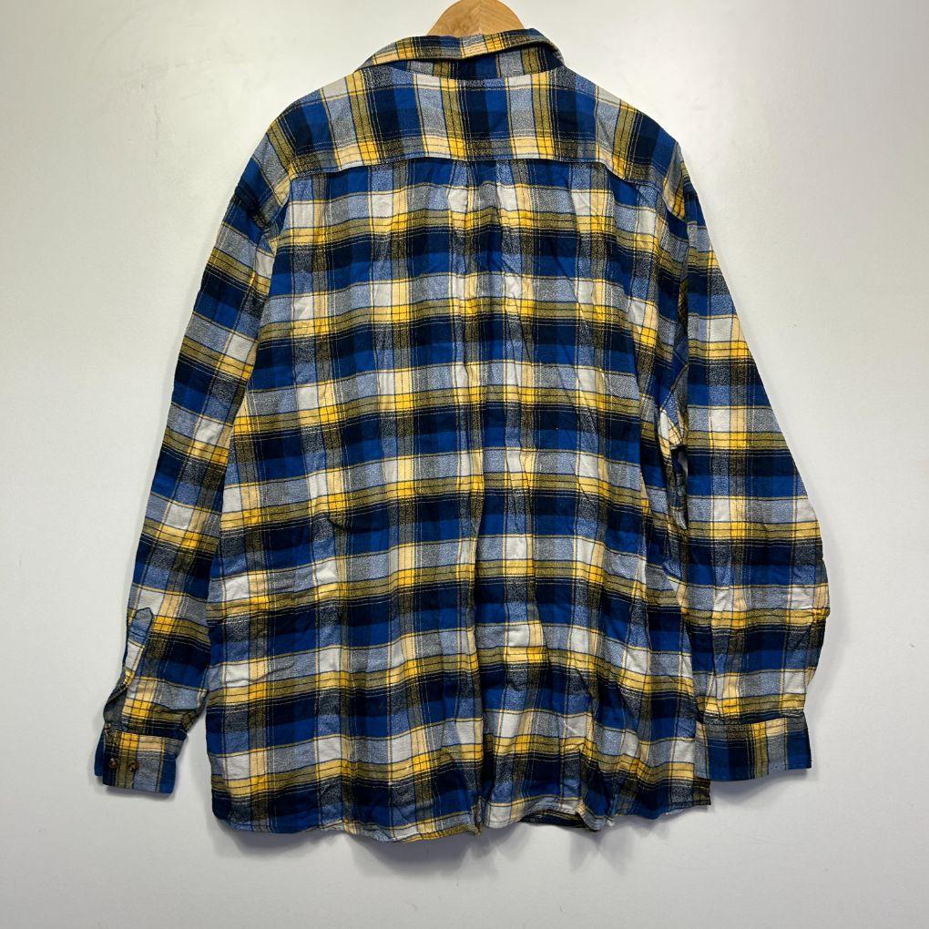 Mr Big Blue Cotton Plaid Flannel Shirt - Size 7XL - Image 4
