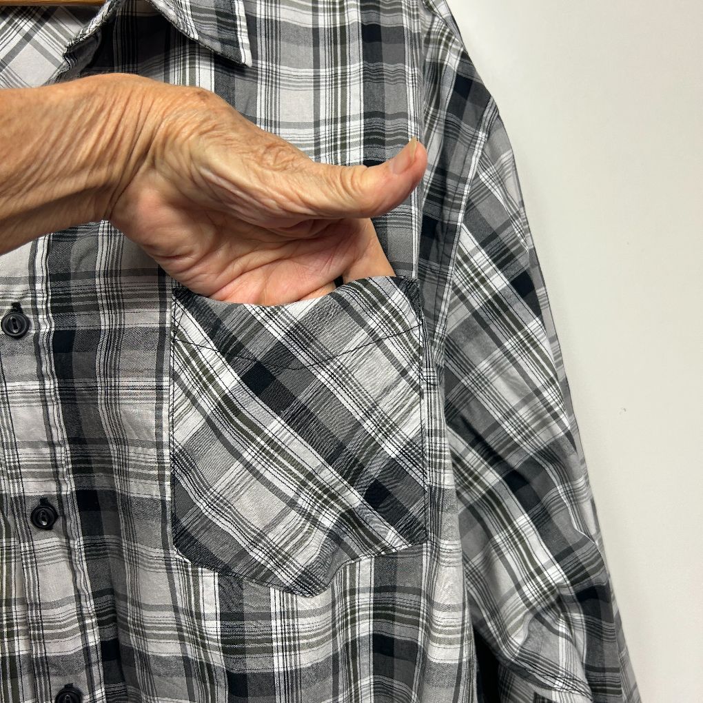 Mr Big Grey Plaid Cotton Shirt - Size 4XL - Image 3