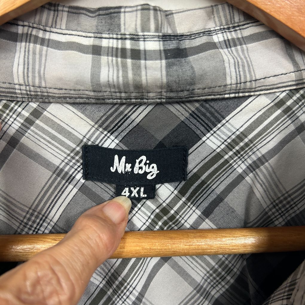 Mr Big Grey Plaid Cotton Shirt - Size 4XL - Image 5
