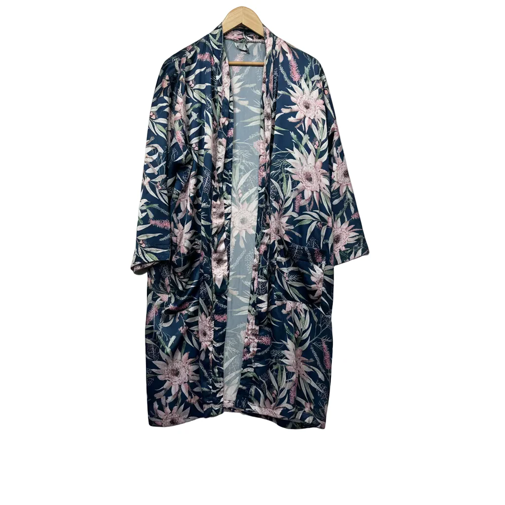 Multicoloured Floral Kimono Dressing Gown Robe - M/L - Image 2