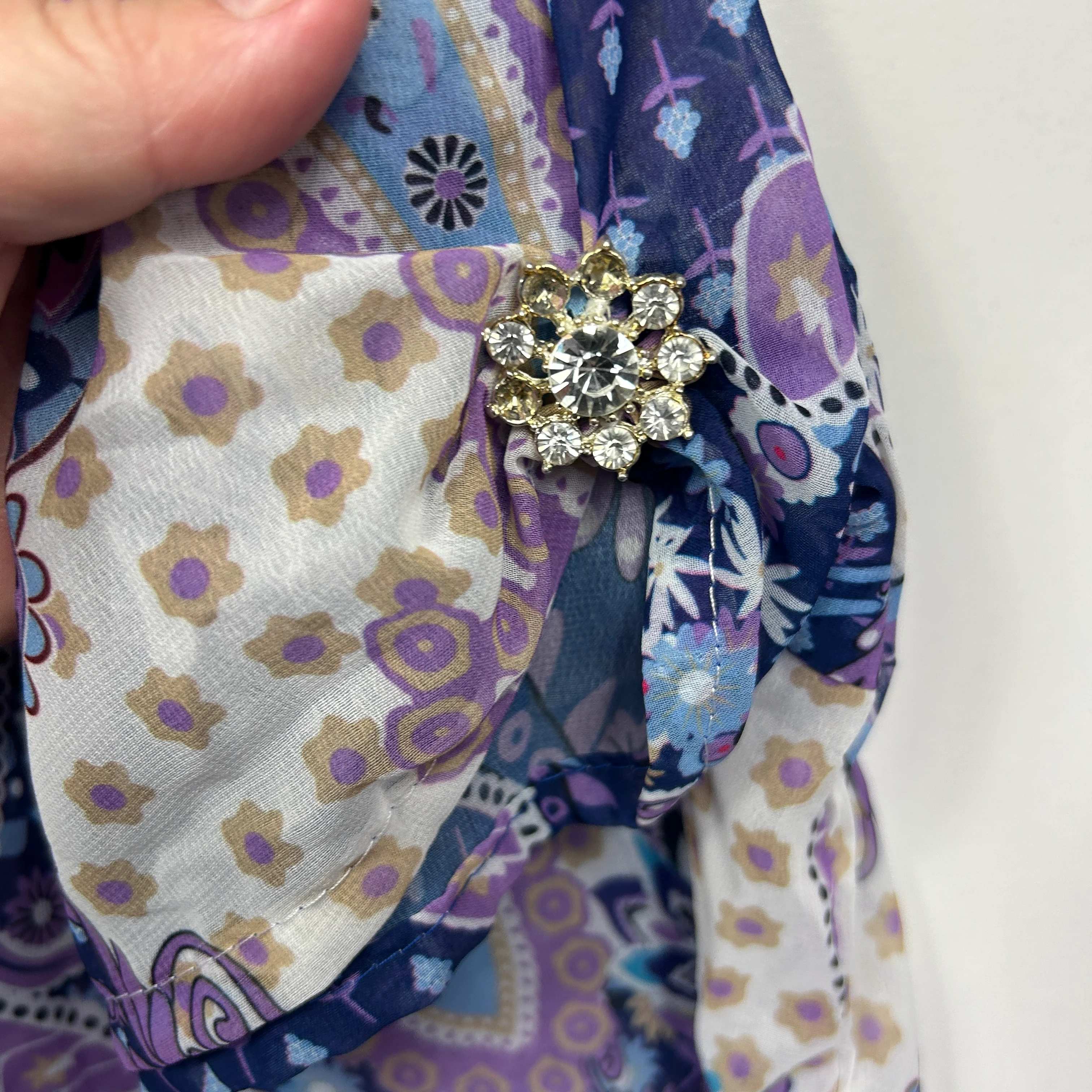 Handmade Multicoloured Paisley Top with Brooch - Size 16/18? - Image 2