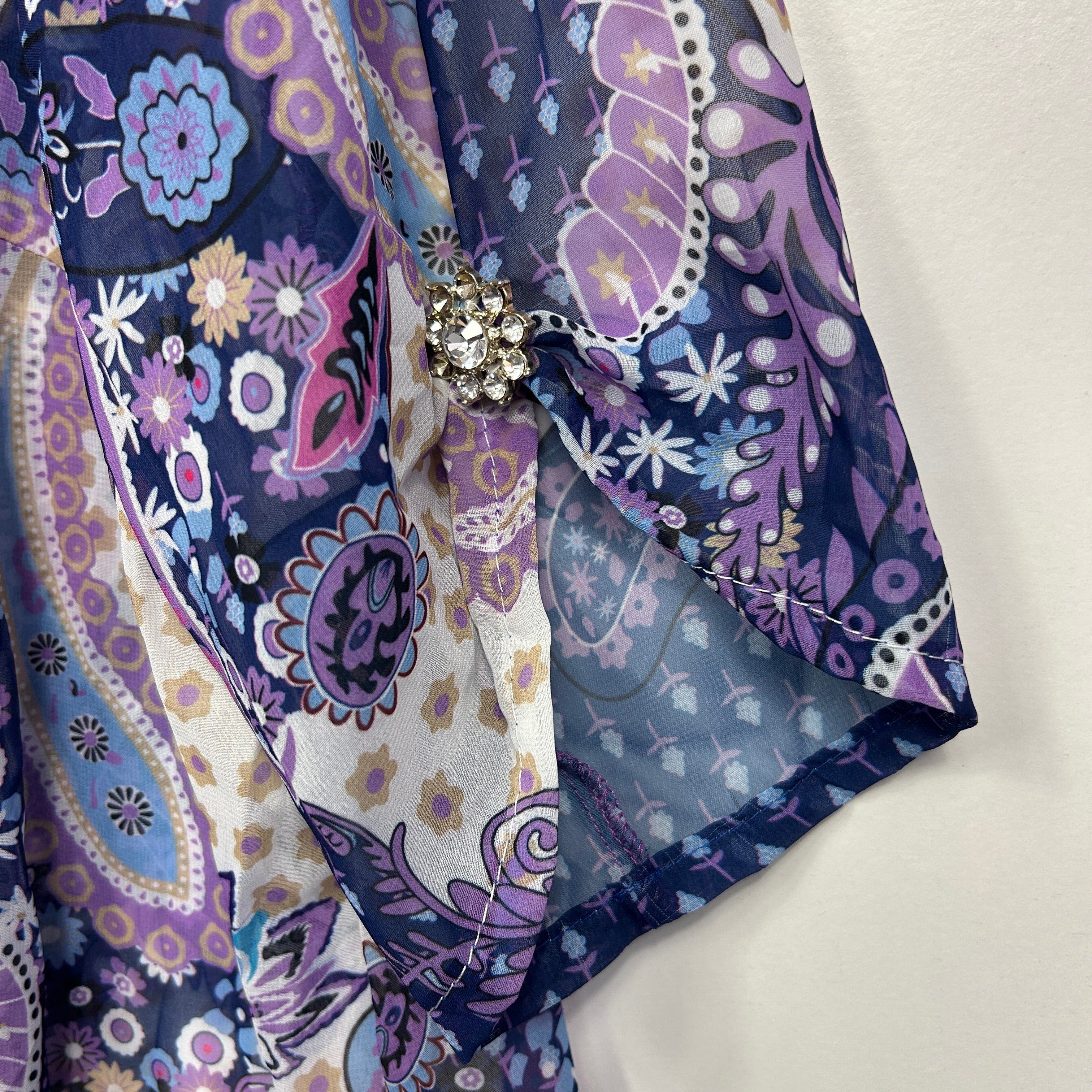 Handmade Multicoloured Paisley Top with Brooch - Size 16/18? - Image 3