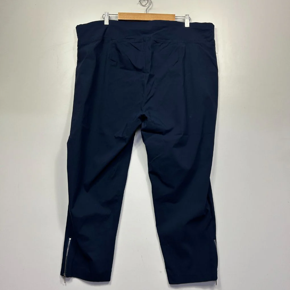Autograph Navy Slim Leg Pants with Ankle Zip - Size 24 - Image 2