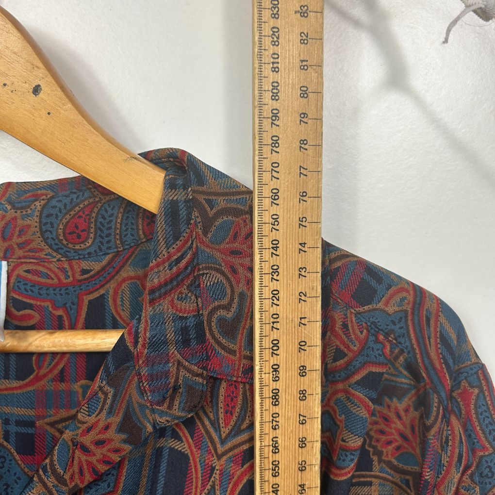 Vintage Navy Paisley Long Sleeve Shirt - Size 18 - Image 5