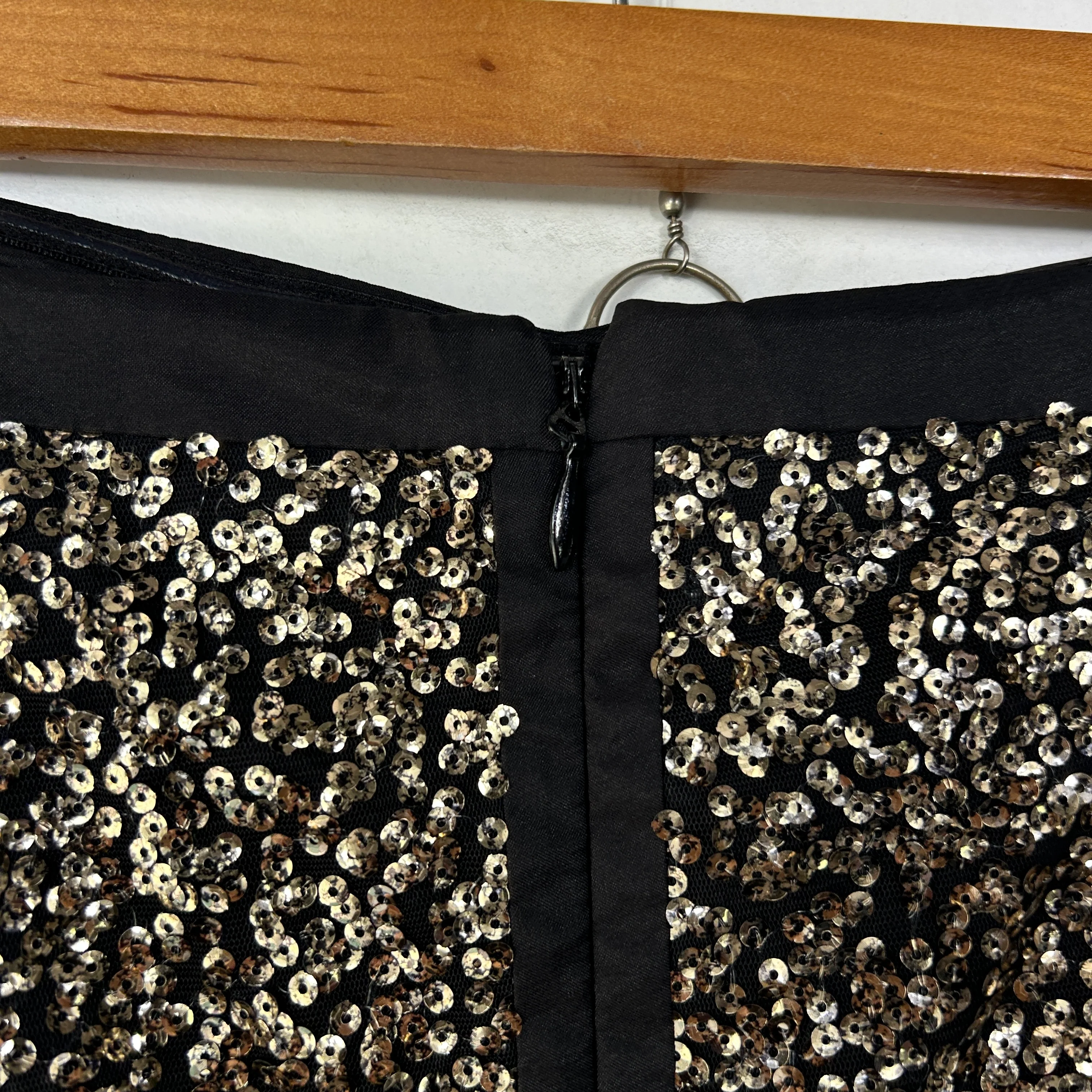 City Chic Strapless Peplum Black & Gold Sequins Evening Formal Dress - Size 18/M - Image 7