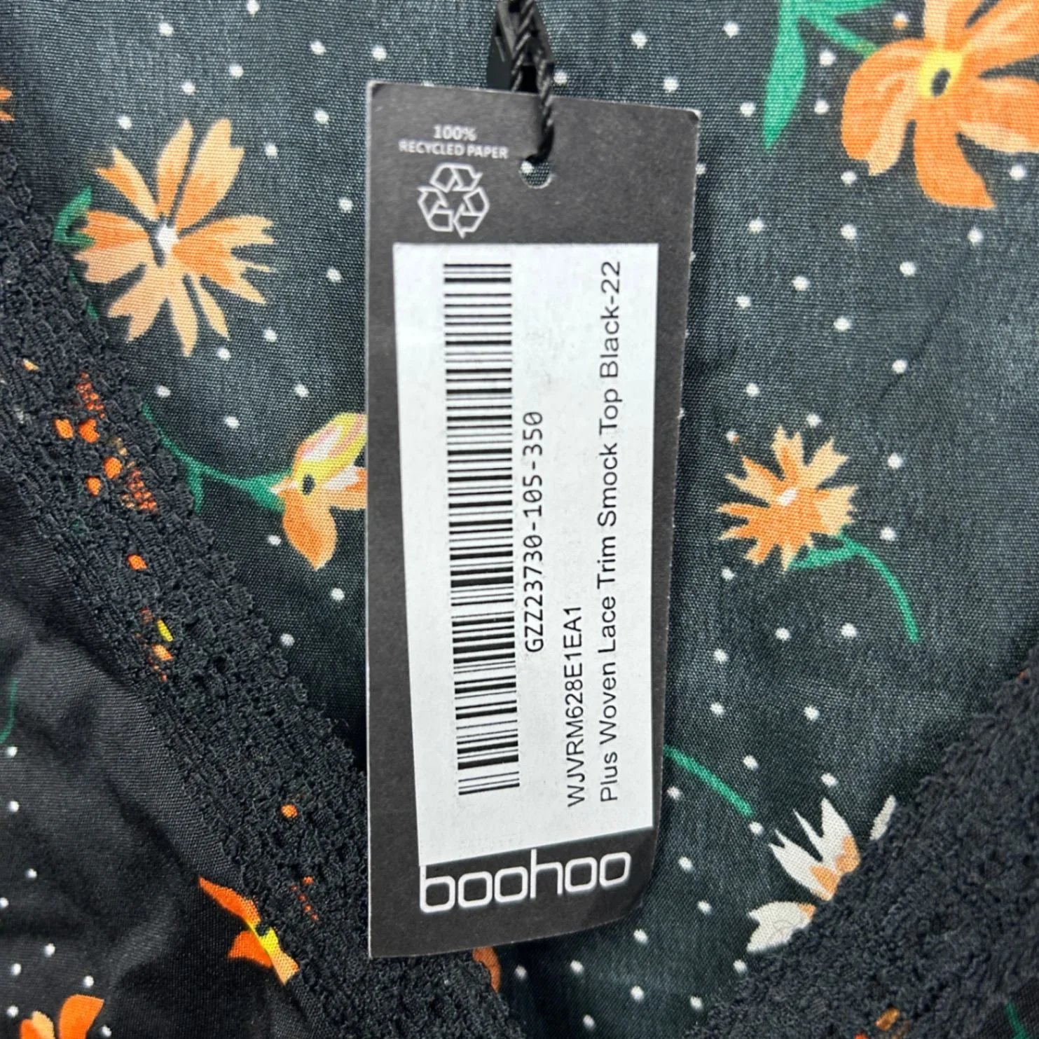 New Boohoo Top 22 Black Polyester Long Sleeve V-Neck Smock Blouse - Image 4
