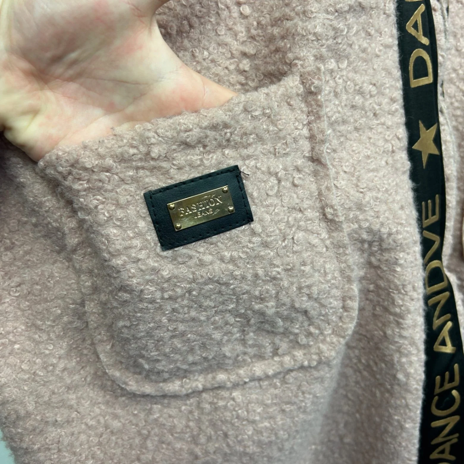 New Collection Oversized Bouclé Hooded Coat Pink Longline Dance - Image 5