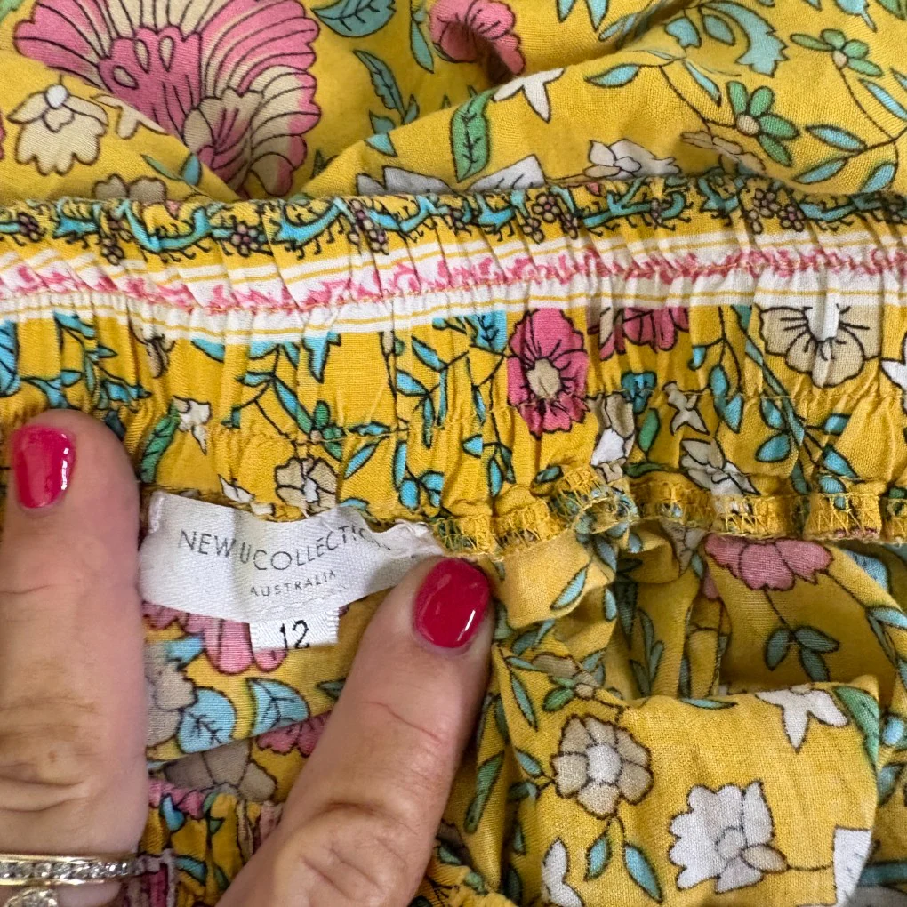 New U Collection Yellow Floral Boho Maxi Skirt - Size 12 - Image 3