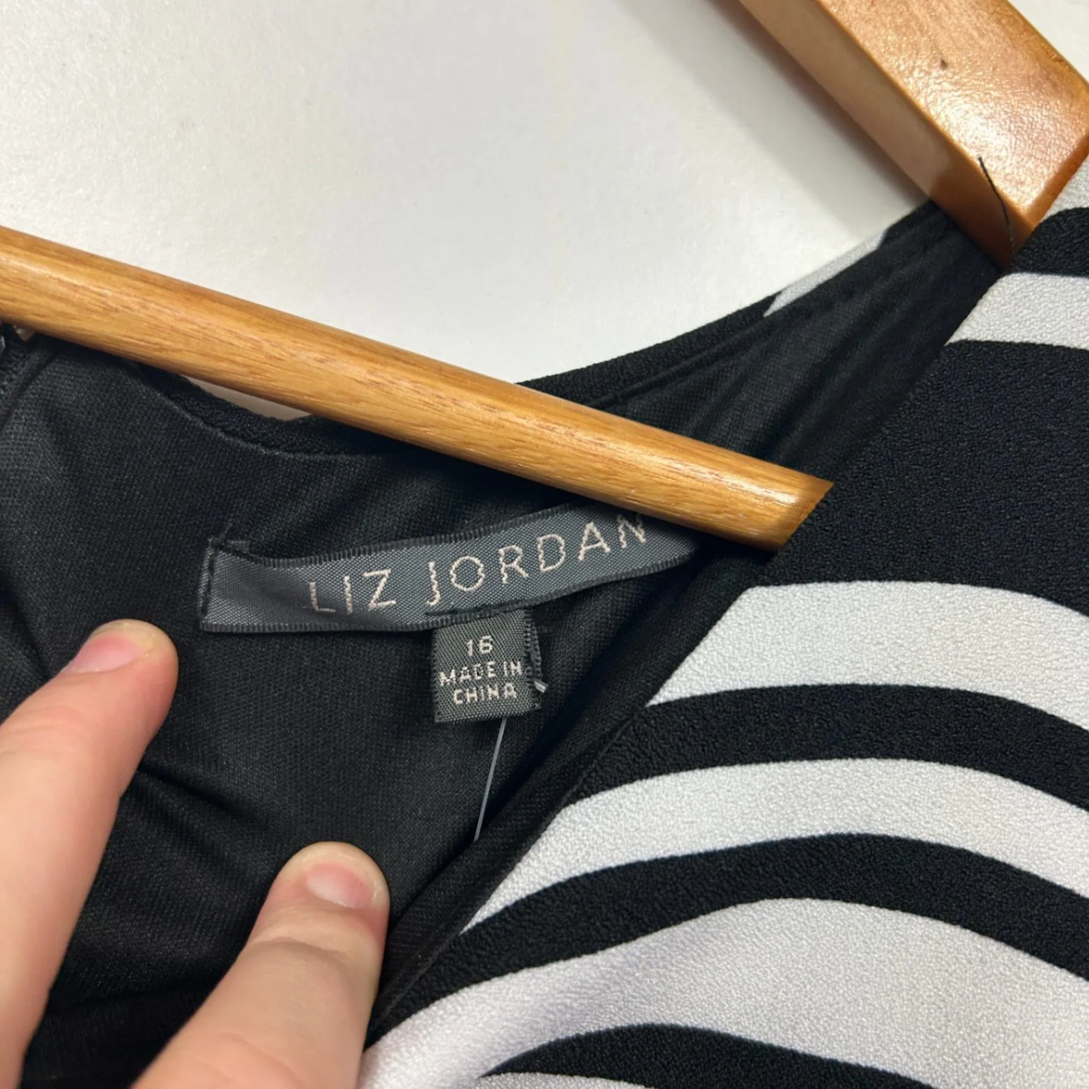 New Liz Jordan Black White Knee Length Shift Dress Size 16 - Image 3