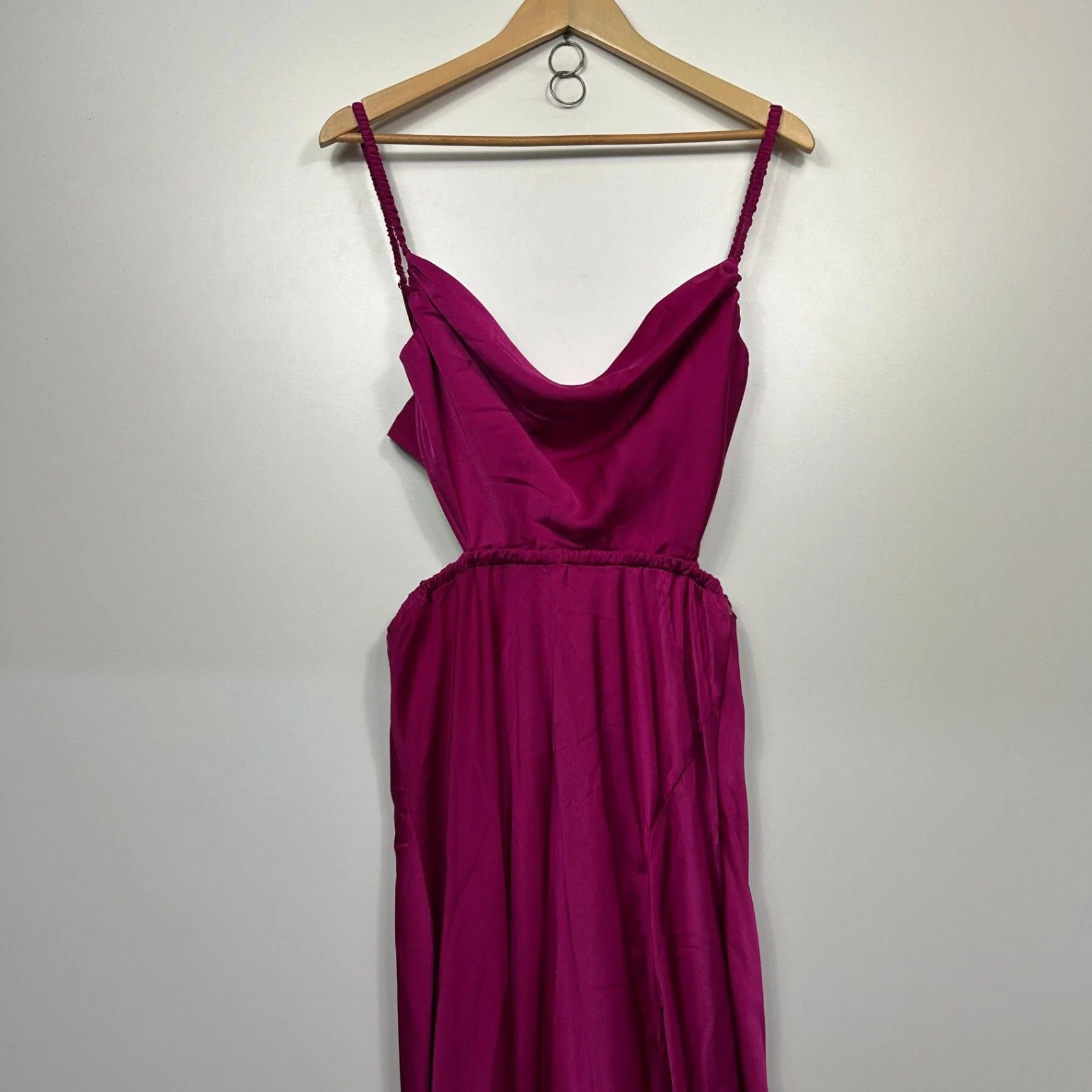 New Minx & Moss Satin Slip Dress Size 14 Pink Cut Out Sleeveless - Image 3