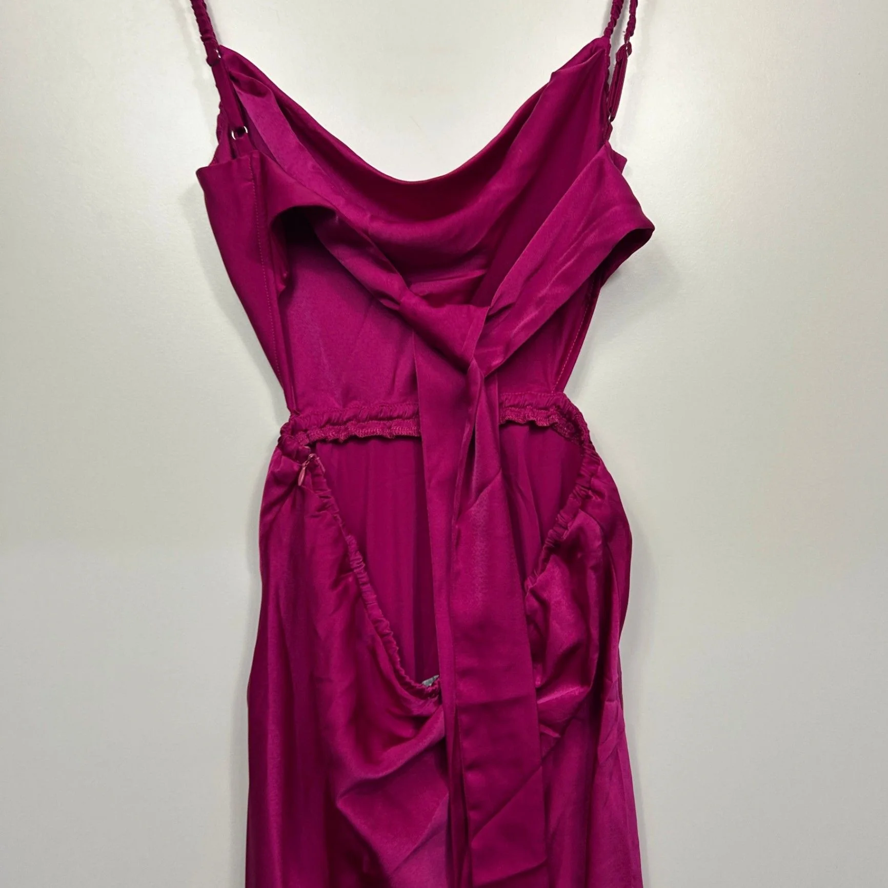 New Minx & Moss Satin Slip Dress Size 14 Pink Cut Out Sleeveless - Image 6