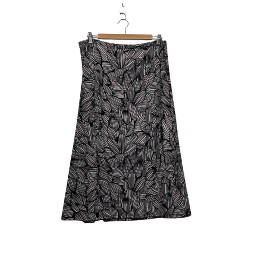 New Noni B Black Puff Print Midi Stretch Waistband A-Line Skirt Size 14 - Image 2